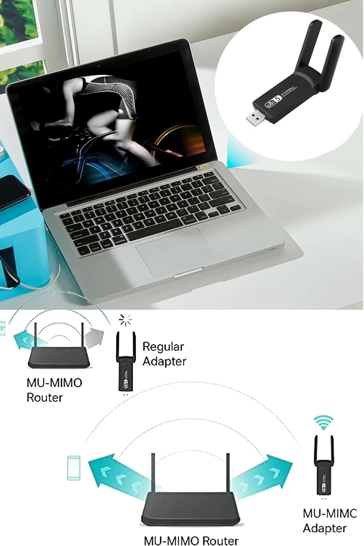 Vothoon Dual Band Ac1200 Usb 3.0 Adaptör Kablosuz Wifi Yükseltici - Just Cheap Store Görsel 5