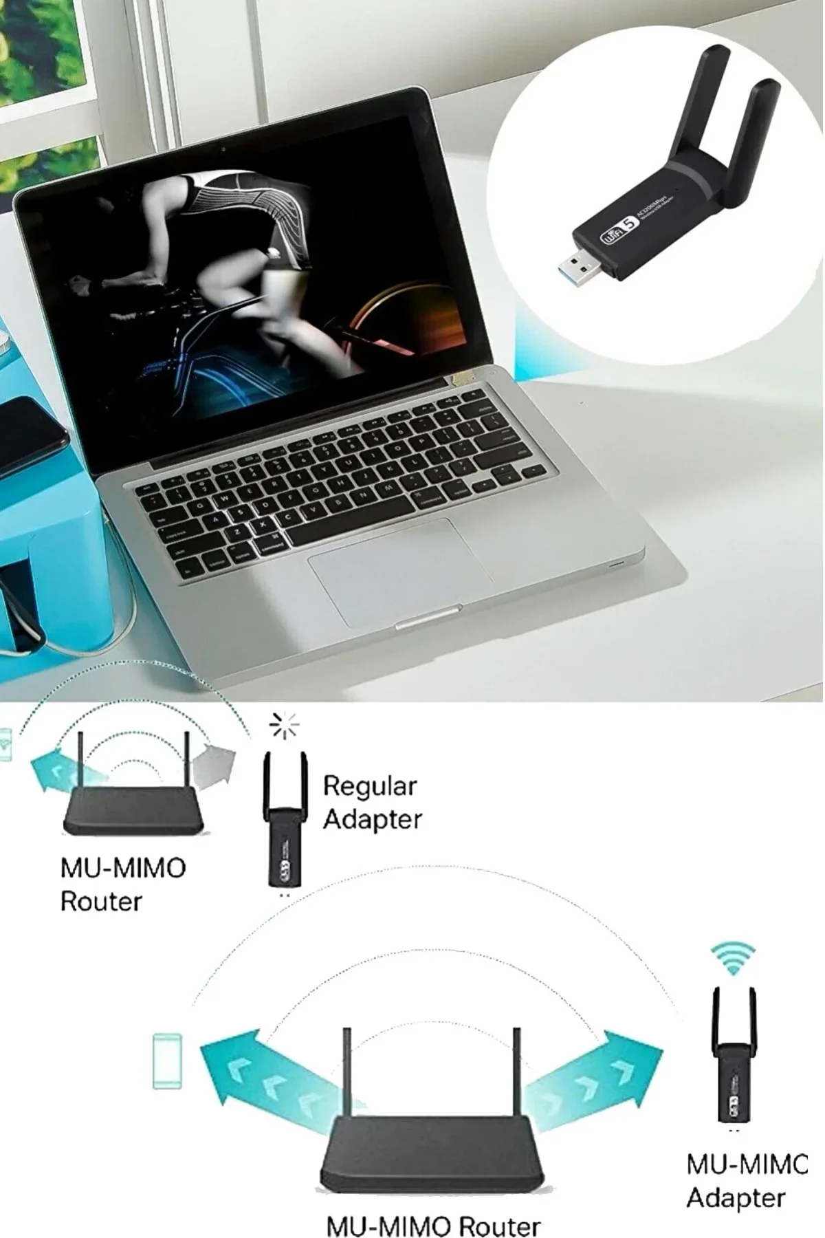 Vothoon Dual Band Ac1200 Usb 3.0 Adaptör Kablosuz Wifi Yükseltici - Just Cheap Store Görsel 3