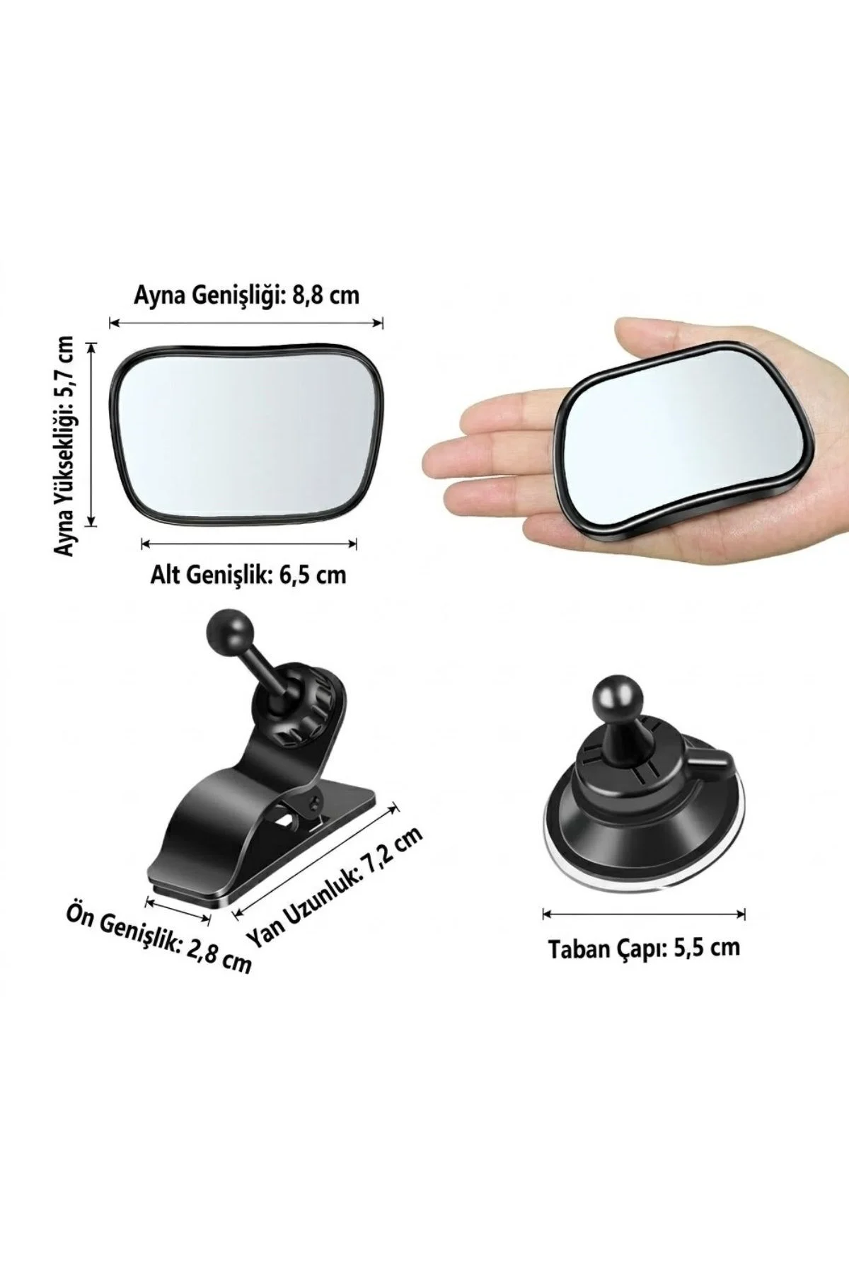 Geniş Açı Panoramik Araç İçi Bebek Gözlem Aynası – Vantuz ve Klips Seçenekli Araç İçi Çocuk Kontrol - Just Cheap Store Görsel 5