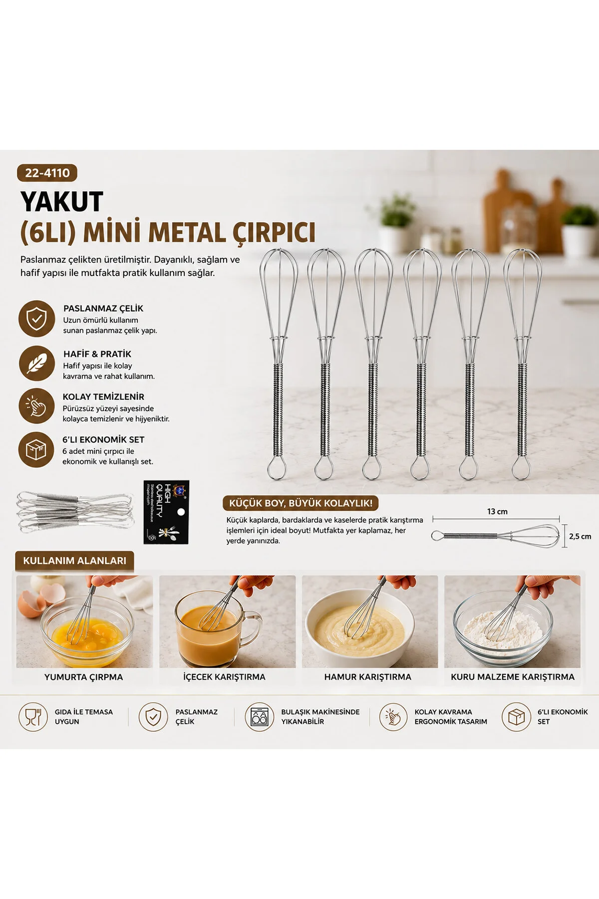 6PCS MİNİ=13CM METAL ÇIRPICI (4741) - Just Cheap Store Görsel 2