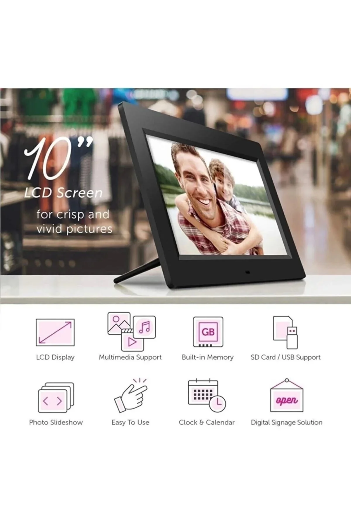 Vothoon 10-inç Lcd Ekran Dijital Fotoğraf Çerçevesi - Just Cheap Store Görsel 4