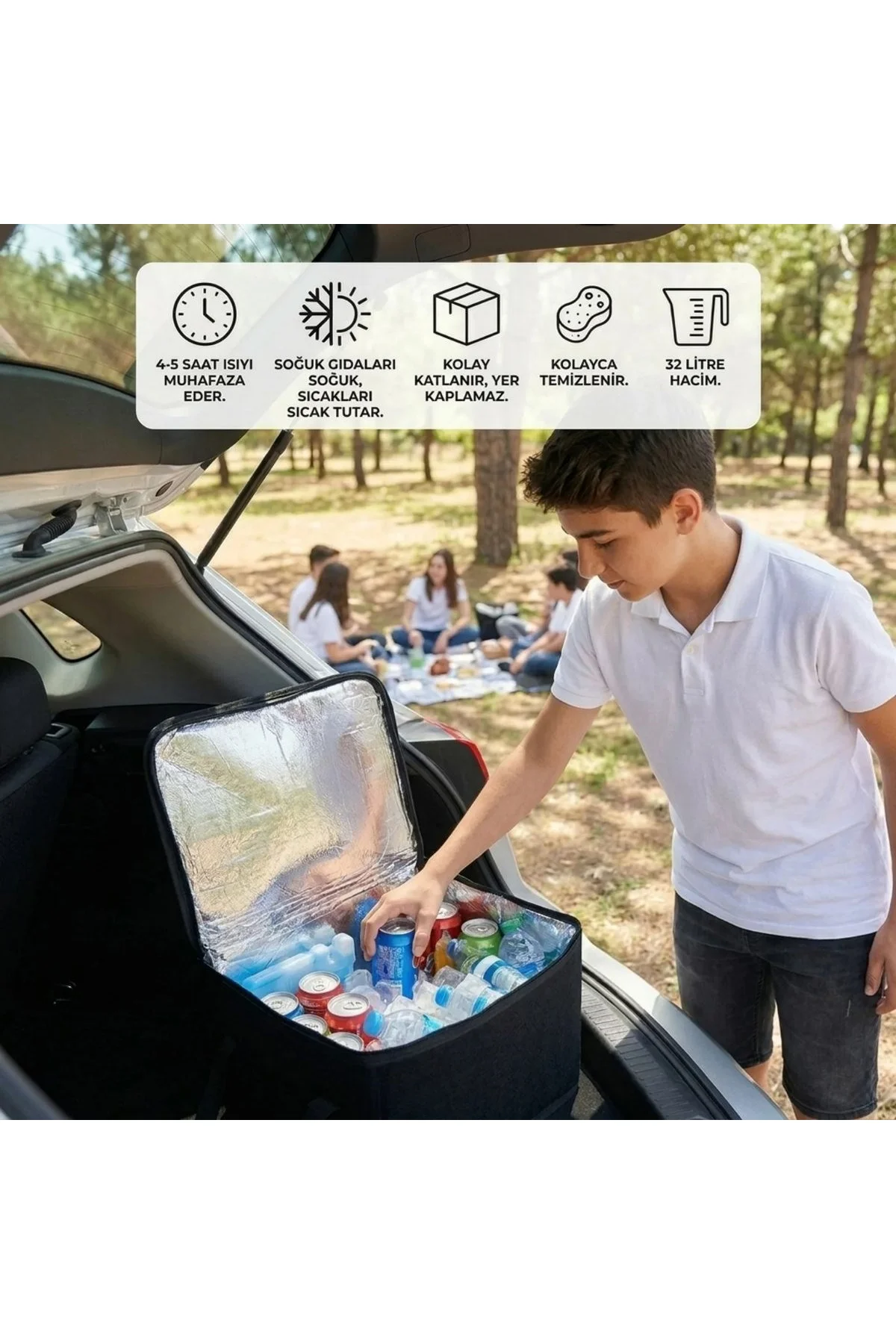 Isı Koruyucu Termal Taşıma Çantası 32 Litre – Araç Bagaj Organizeri, Termos, Katlanabilir Keçe Sakla - Just Cheap Store Görsel 3