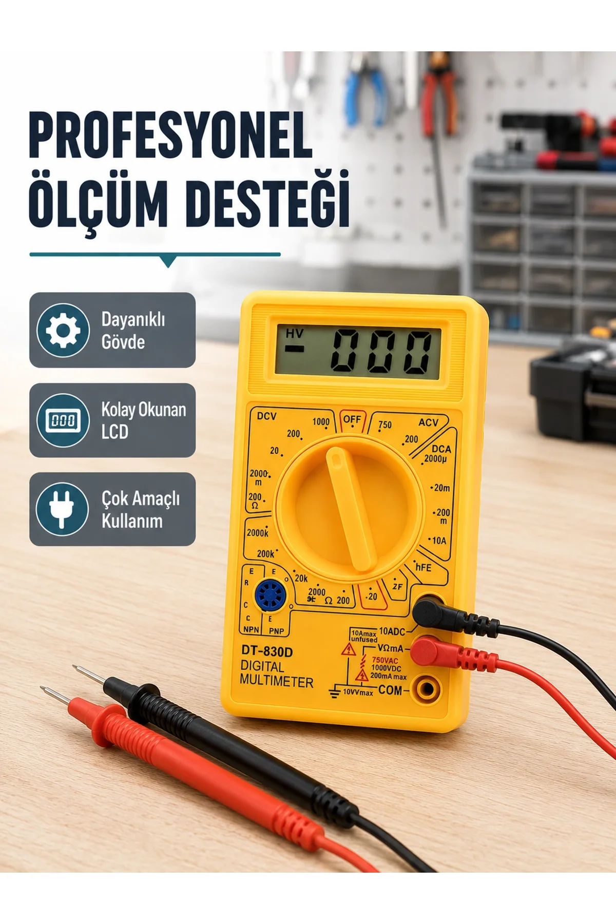 Dijital Multimetre Ölçü Aleti Ac Dc Ölçüm Ve Lcd Ekranlı Yeni Nesil