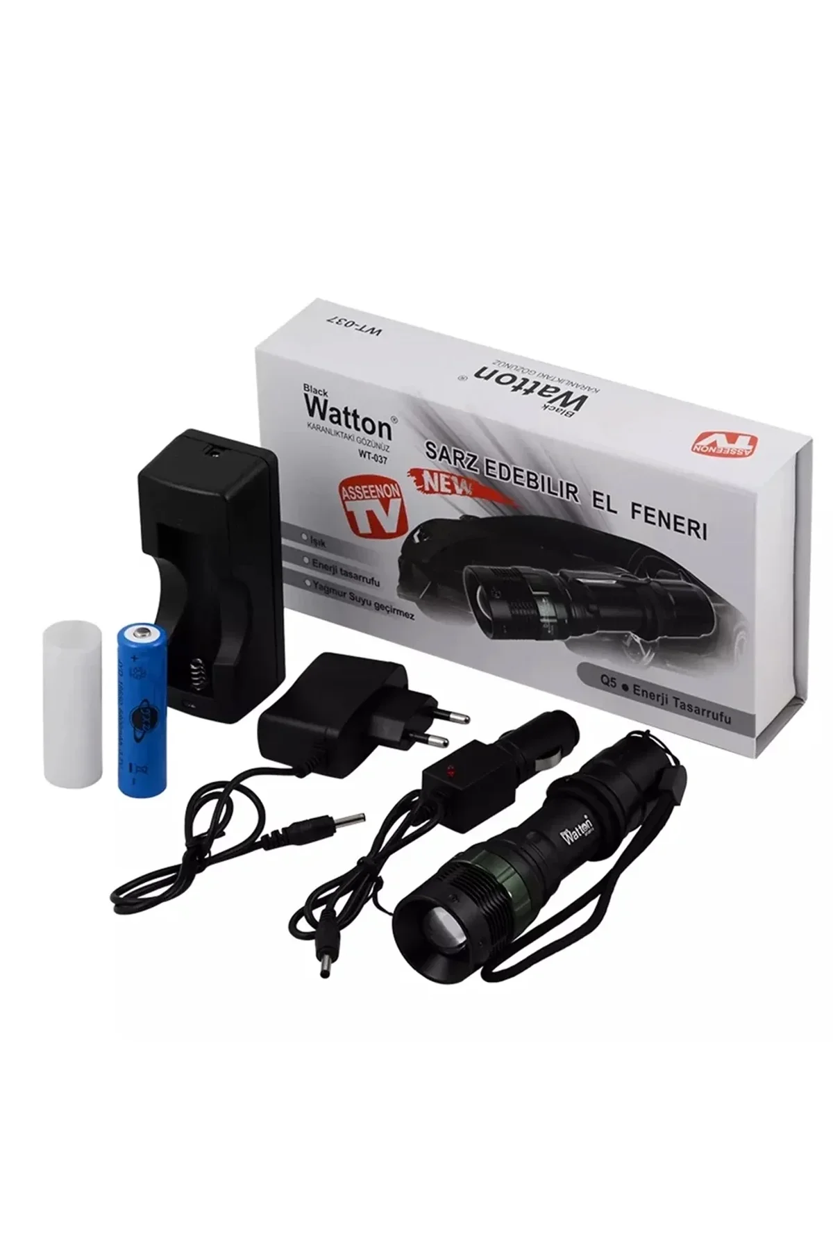 Black Wt-037-şarjlı Zoomlu Acil Durum Feneri - Just Cheap Store Görsel 2