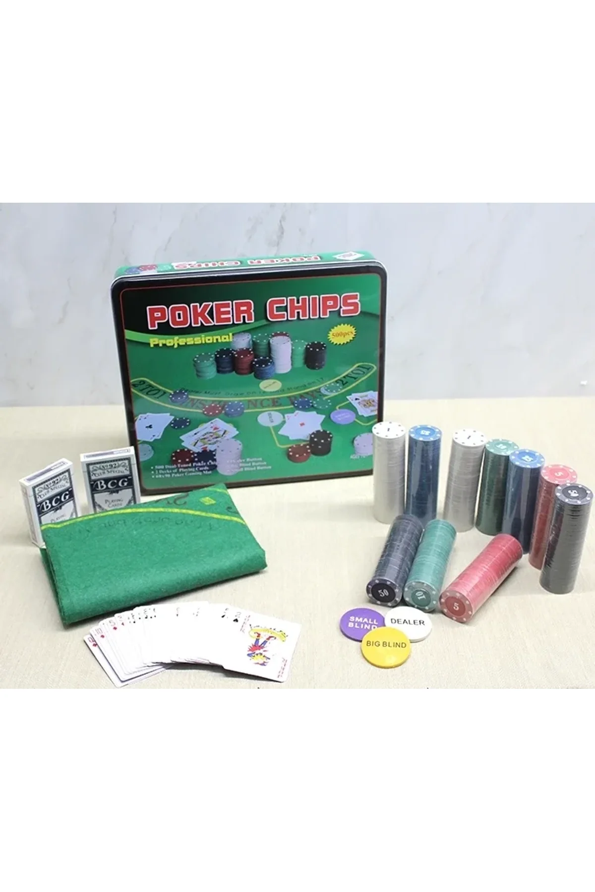 Metal Kutulu 500 Chip Ve 2 Adet İskambil Kağit Setine Sahip Poker Oyunu Alk3540 - Just Cheap Store Görsel 2