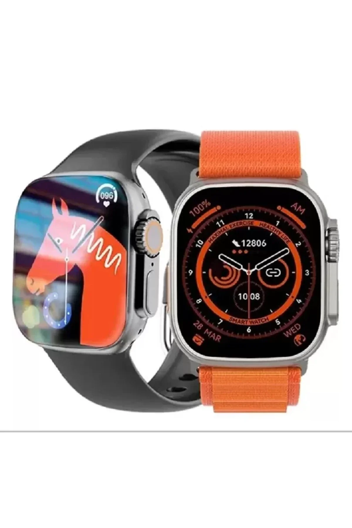 Hw8 Ultra Çift Kordon 49mm - Siri Nfc Bluetooth Arama Konuşma - İos &amp; Android Uyumlu Akıllı Saat - Just Cheap Store Görsel 2