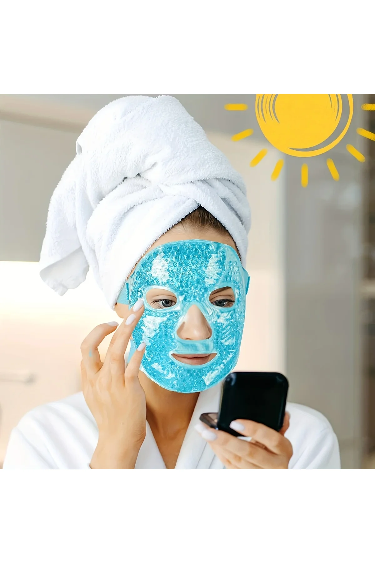 Terapi Jel Yüz Maskesi Soğuk Ve Sıcak Boncuklu Ayarlanabilir Maske (mavi) - Just Cheap Store Görsel 3