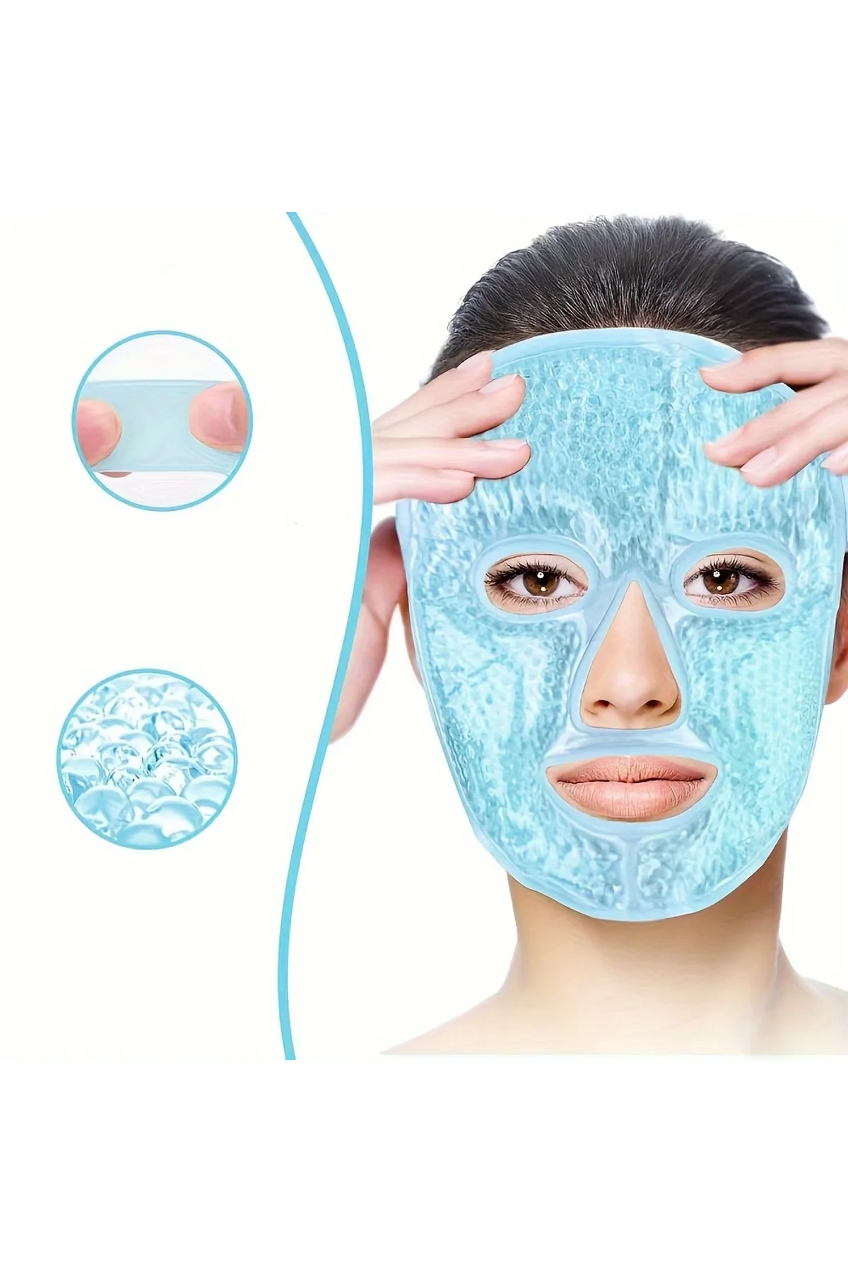 Terapi Jel Yüz Maskesi Soğuk Ve Sıcak Boncuklu Ayarlanabilir Maske (mavi)
