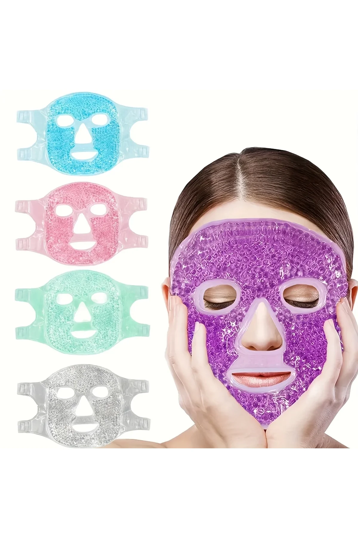 Terapi Jel Yüz Maskesi Soğuk Ve Sıcak Boncuklu Ayarlanabilir Maske (mor)