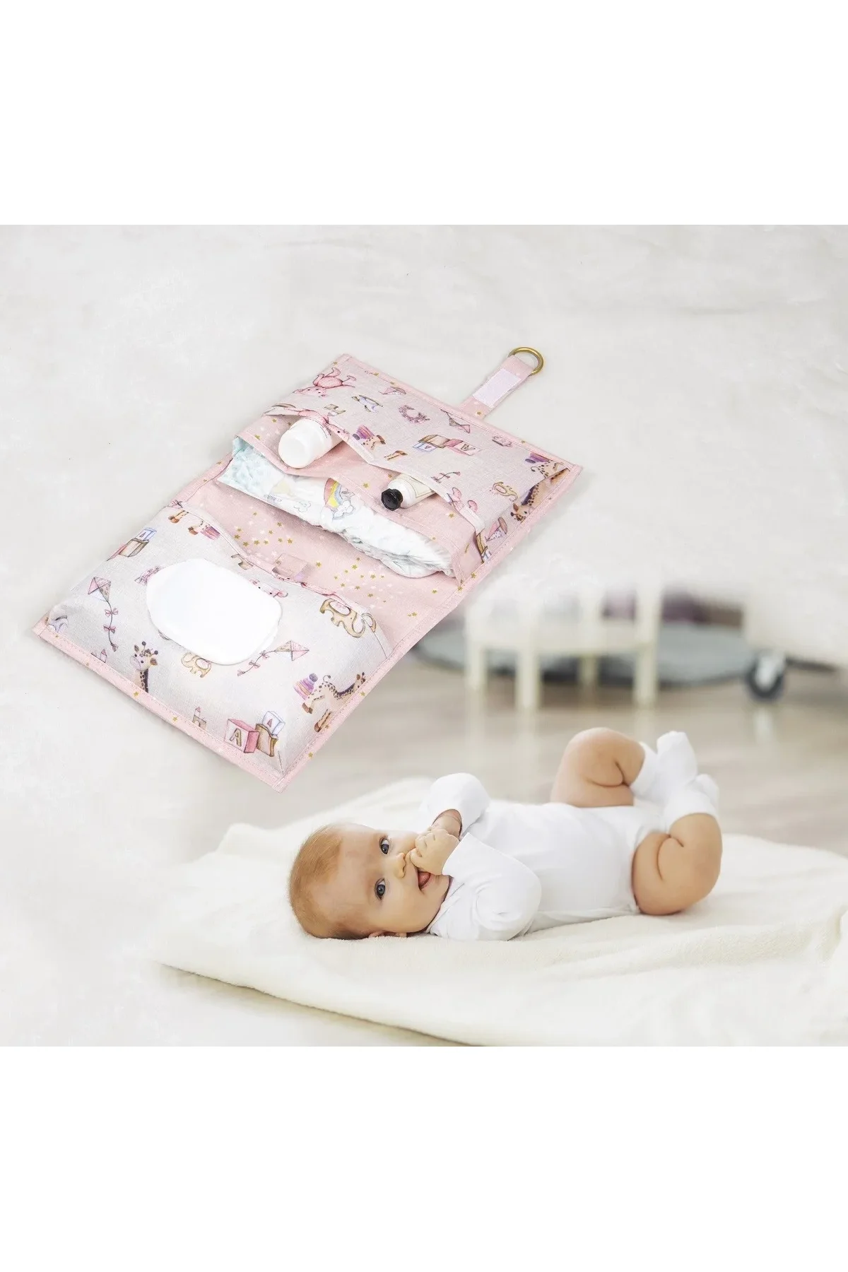 Baby Kullanımı Kolay Desenli Alt Bakım Çantası (pembe) - Just Cheap Store Görsel 2
