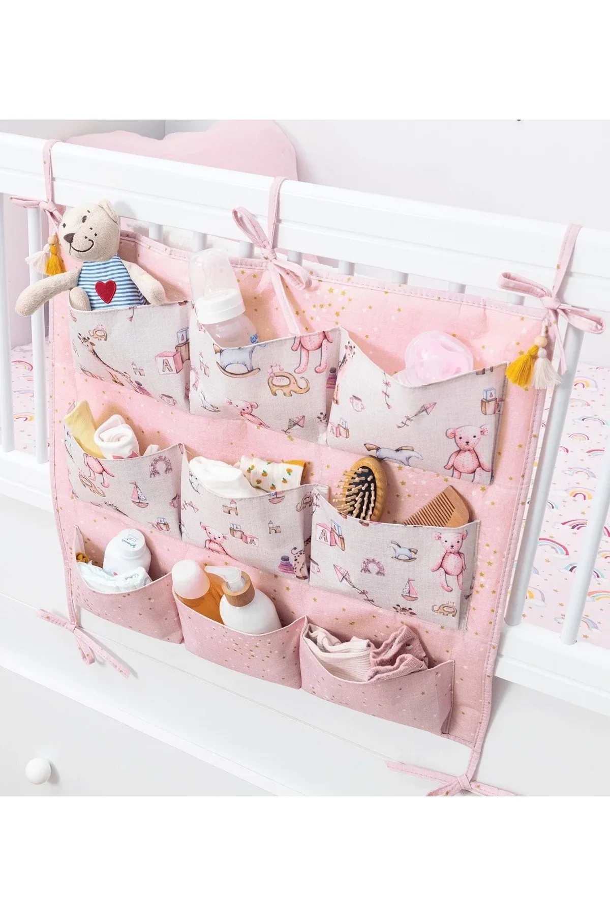 Baby 9 Cepli Bağlamalı Beşik Kenarı Düzenleyici (pembe) - Just Cheap Store Görsel 3