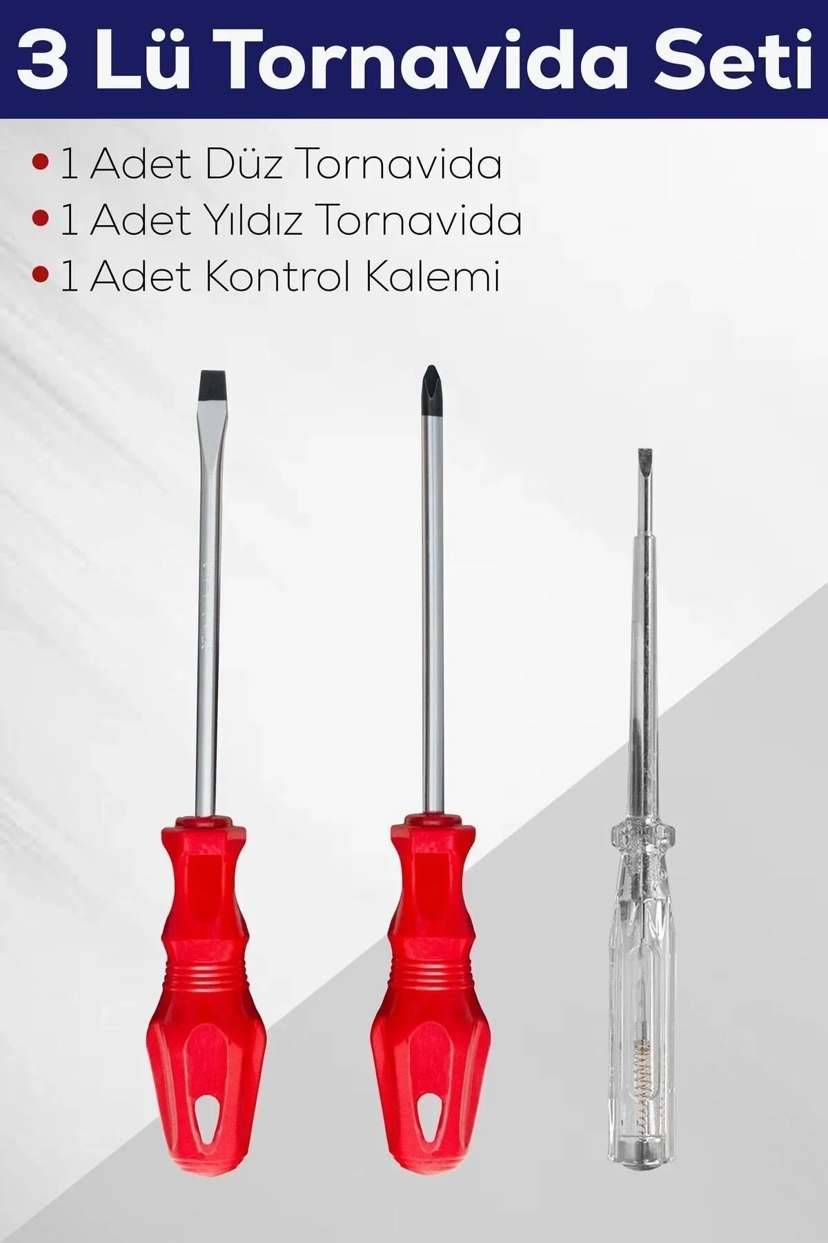 3'lü Tornavida Seti (düz Tornavida + Yıldız Tornavida + Kontrol Kalemi) - Just Cheap Store Görsel 2