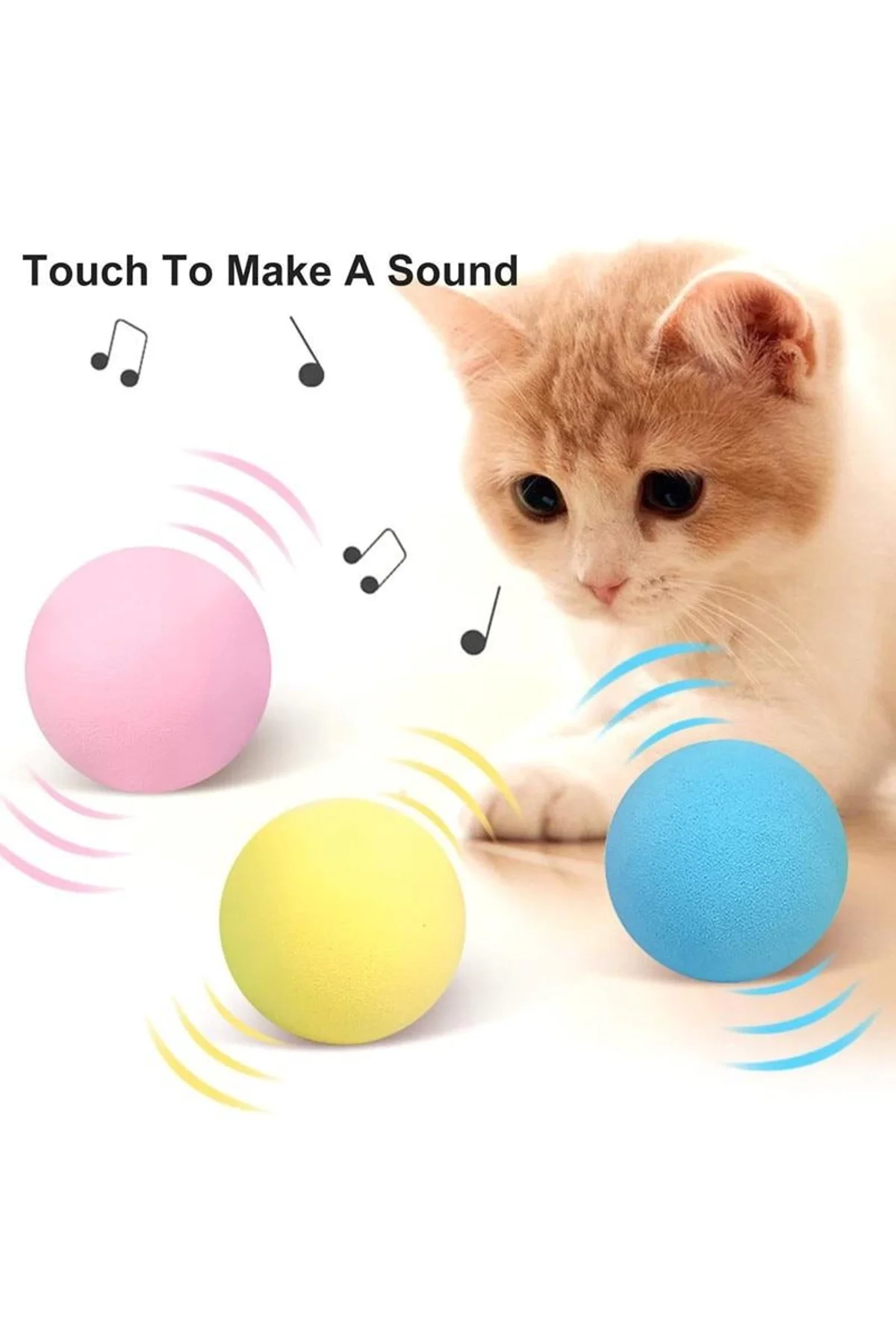 Sesli Ve Akıllı Kedi Oyuncak Topu - 50 Mm, Hayvan Sesli, Eğlenceli Kedi Oyuncağı