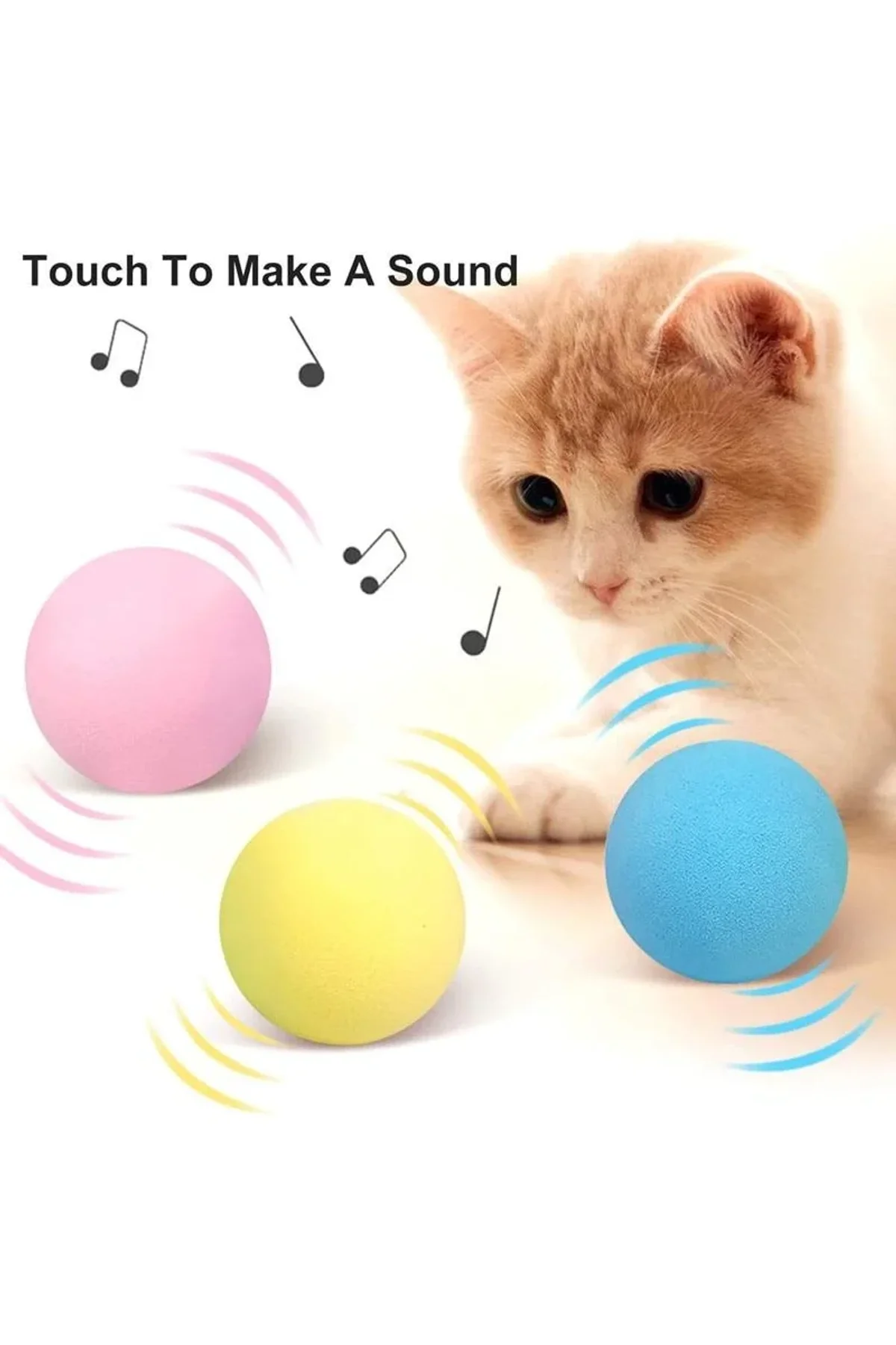 Sesli Ve Akıllı Kedi Oyuncak Topu - 50 Mm, Hayvan Sesli, Eğlenceli Kedi Oyuncağı - Just Cheap Store Görsel 2