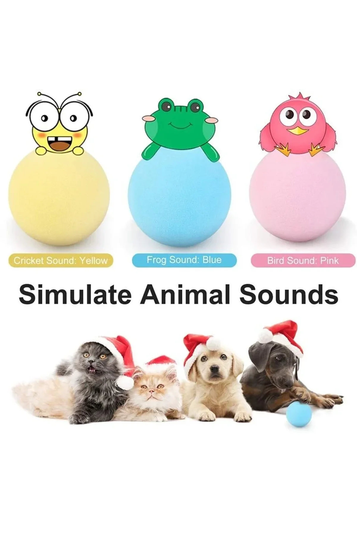 Sesli Ve Akıllı Kedi Oyuncak Topu - 50 Mm, Hayvan Sesli, Eğlenceli Kedi Oyuncağı - Just Cheap Store Görsel 5
