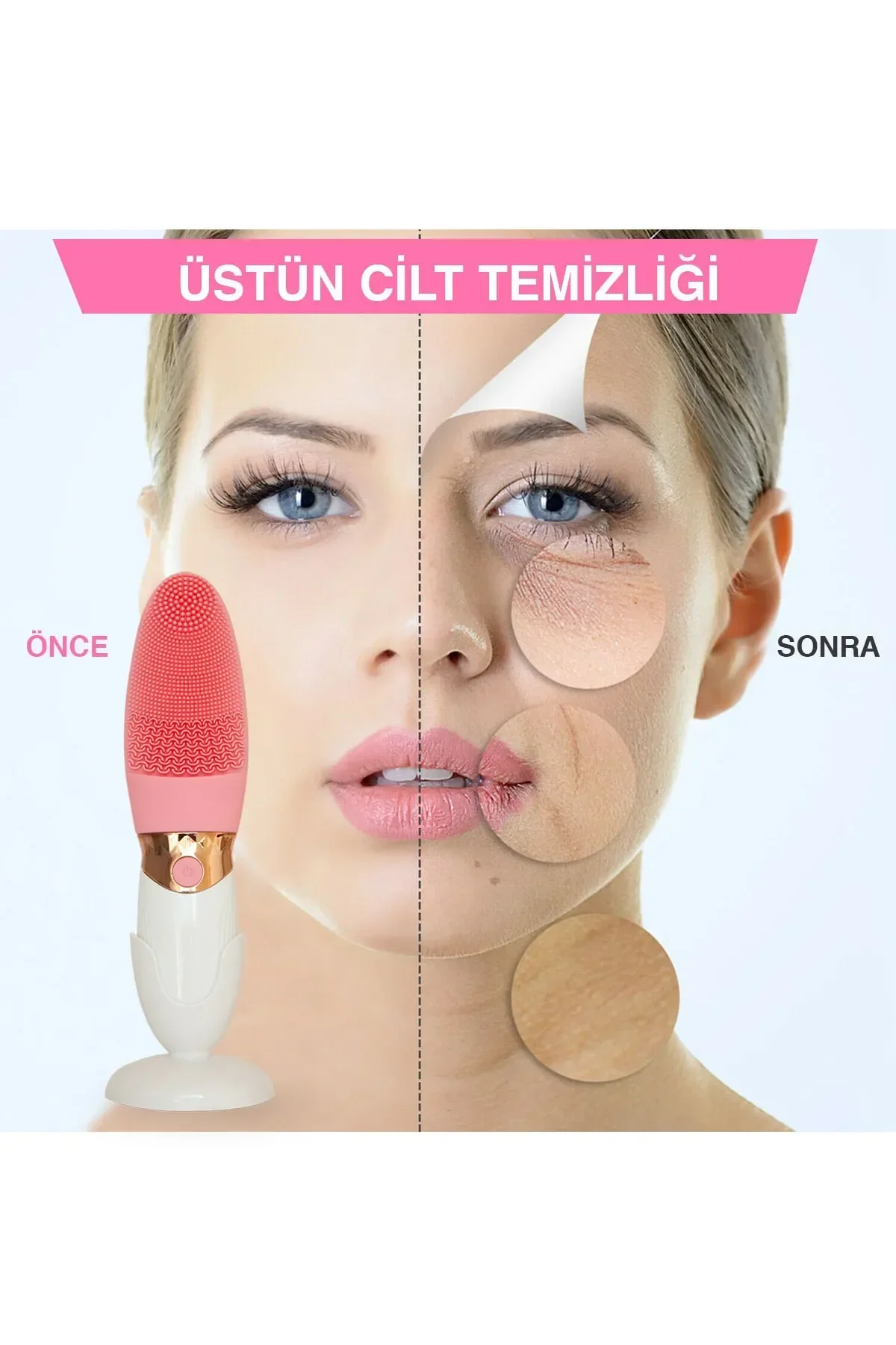 Derin Gözenek Temizliği İçin İnce Kaba Silikon Uçlu Elektrikli Yüz Temizleme Fırçası - Just Cheap Store Görsel 2