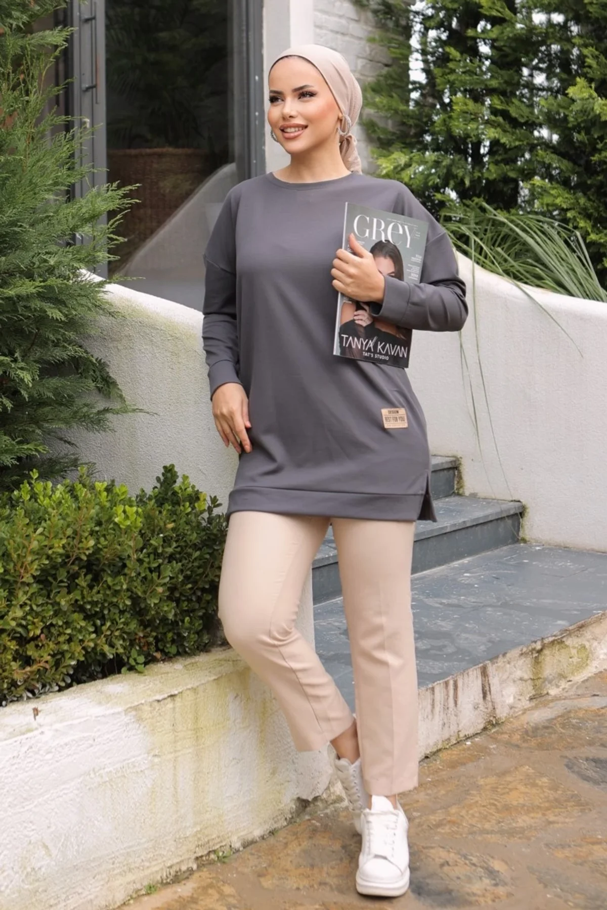Yeni Stil Gri Füme Detaylı Tunik 10020 - Just Cheap Store Görsel 5