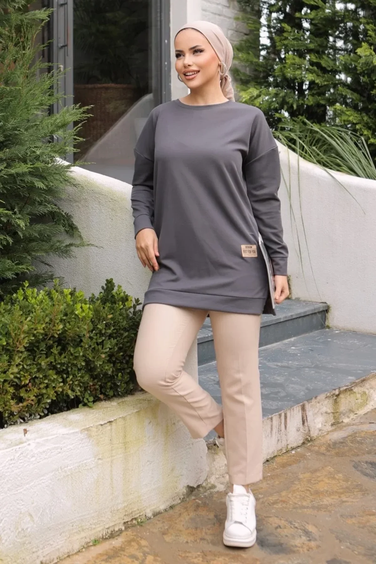 Yeni Stil Gri Füme Detaylı Tunik 10020 - Just Cheap Store Görsel 4