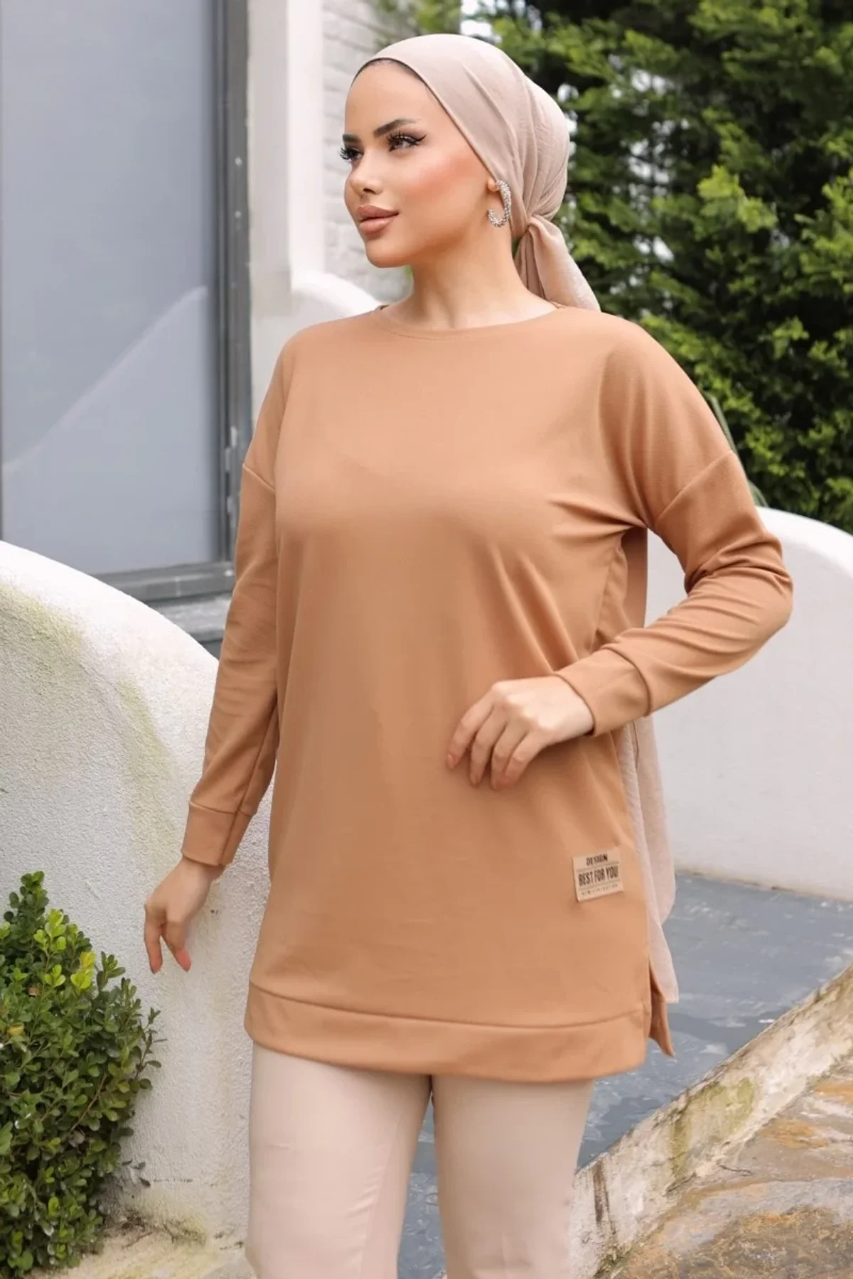 Yeni Stil Bej Arma Detay Tunik 10020 - Just Cheap Store Görsel 2