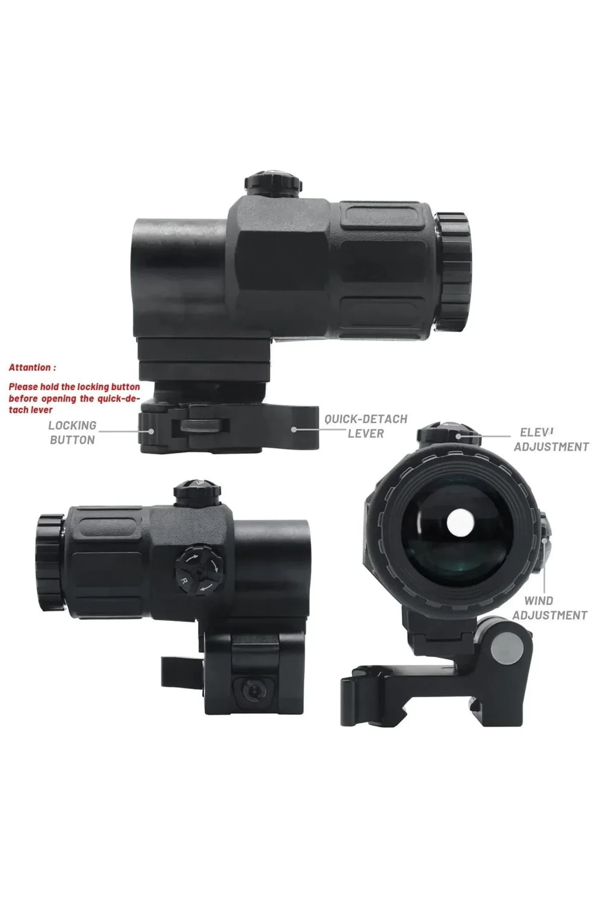 Magnifier 5x Yakınlaştırmalı Dürbün - 22mm Ray Uyumlu, Katlanır Yaylı Ayaklı - Just Cheap Store Görsel 5