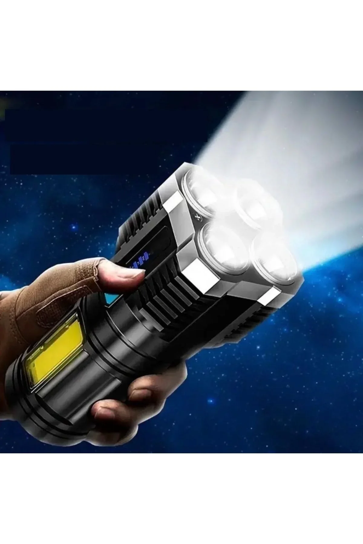 Ultra Parlak El Feneri Usb Şarj 4 Led+yan Cob Led Taktik Günlük Hayat Kamp Avcılık El Feneri - Just Cheap Store Görsel 2