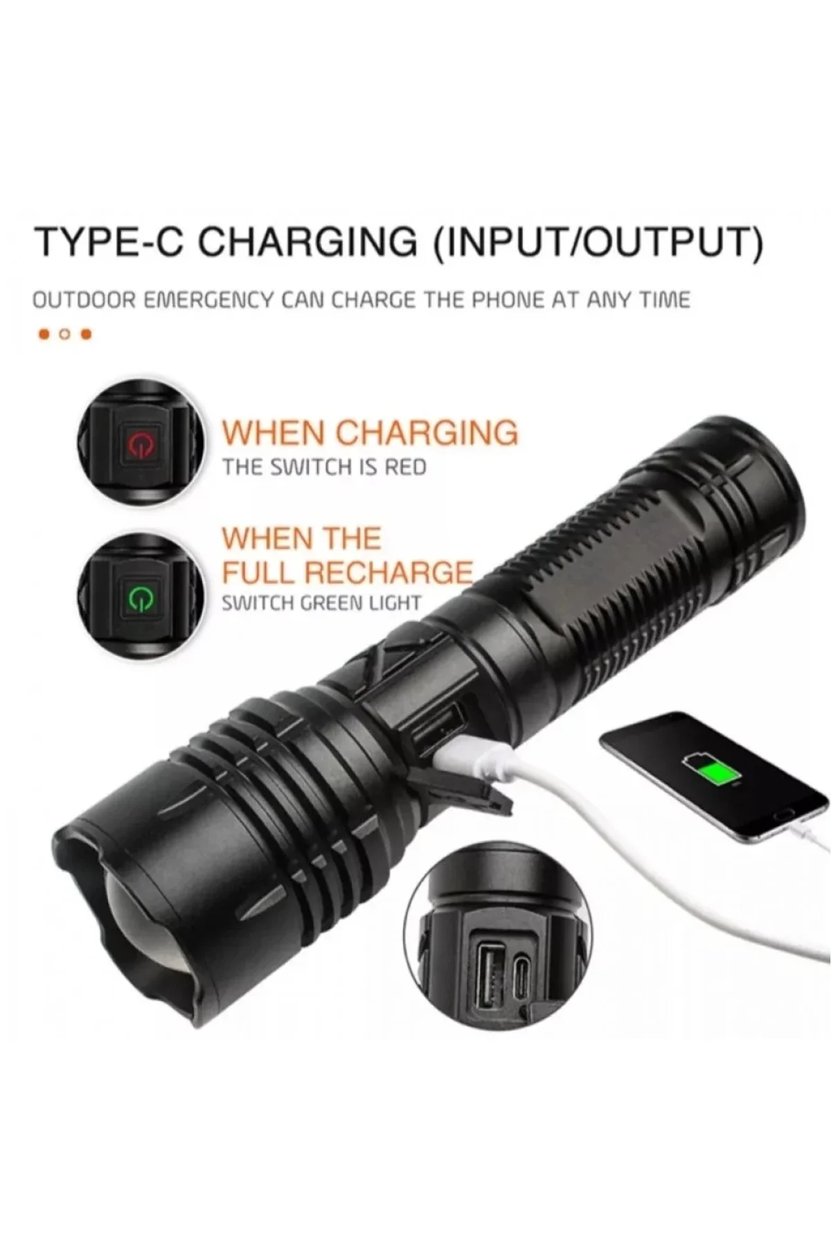 F.b.ı F-38 Yüksek Güç Ultra Spot Uzun Menzilli El Feneri Şarj Edilebilir Led Güçlü El Fener Aydınlat - Just Cheap Store Görsel 3