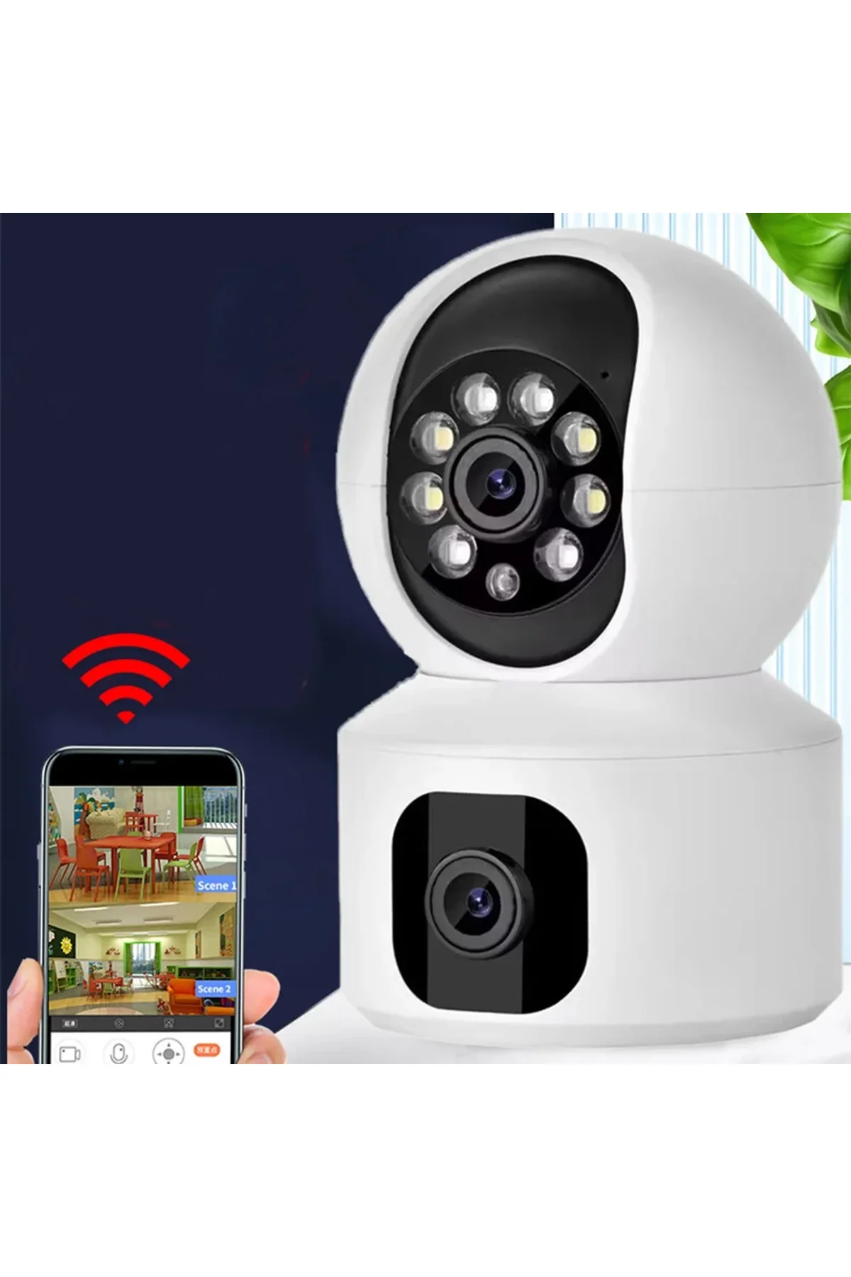 Yosee Uygulama Çift Kameralı Wifi Bağlantılı Gece Görüşlü Ev Tipi Güvenlik Kamerası - Just Cheap Store Görsel 2