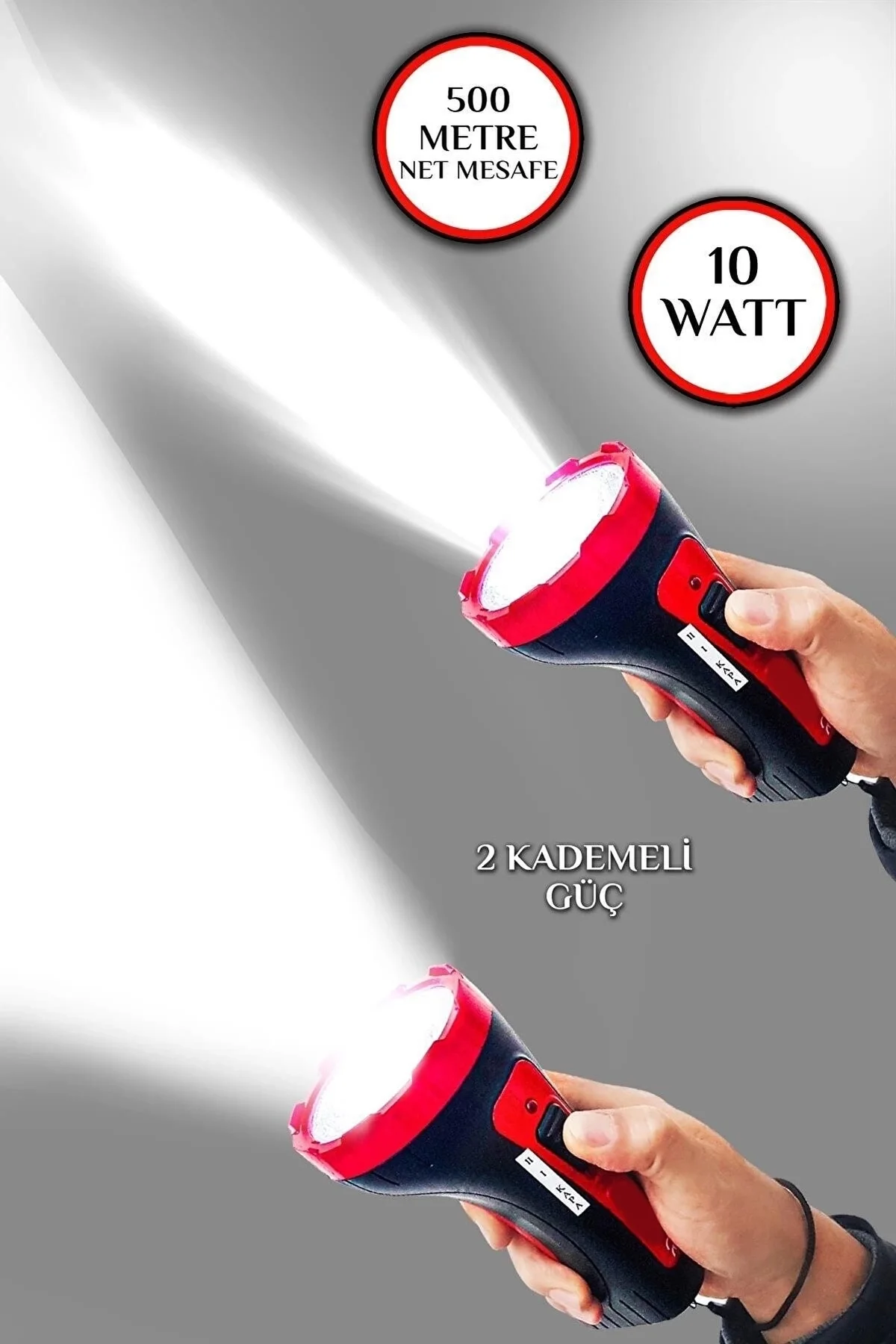 Şarjlı 10w Projektör Led El Feneri 2 Mod Aydınlatmalı Uzun Menzil Güvenlik Bekçi Polis Feneri Işılda - Just Cheap Store Görsel 4