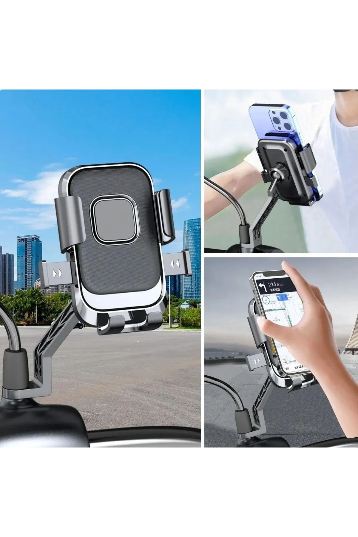 Motor,motosiklet,bisiklet ,scooter İçin 360 Derece Dönebilen Dikiz Aynası Versiyonu Telefon Tutucu A - Just Cheap Store Görsel 4