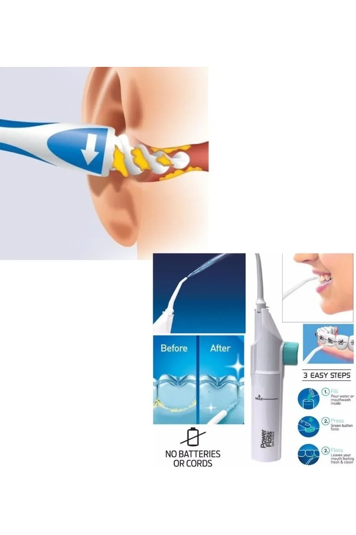 Kulak Temizleme Ve Power Floss Diş Temizleme Seti | Mekanik Ağız Bakımı - Just Cheap Store Görsel 3
