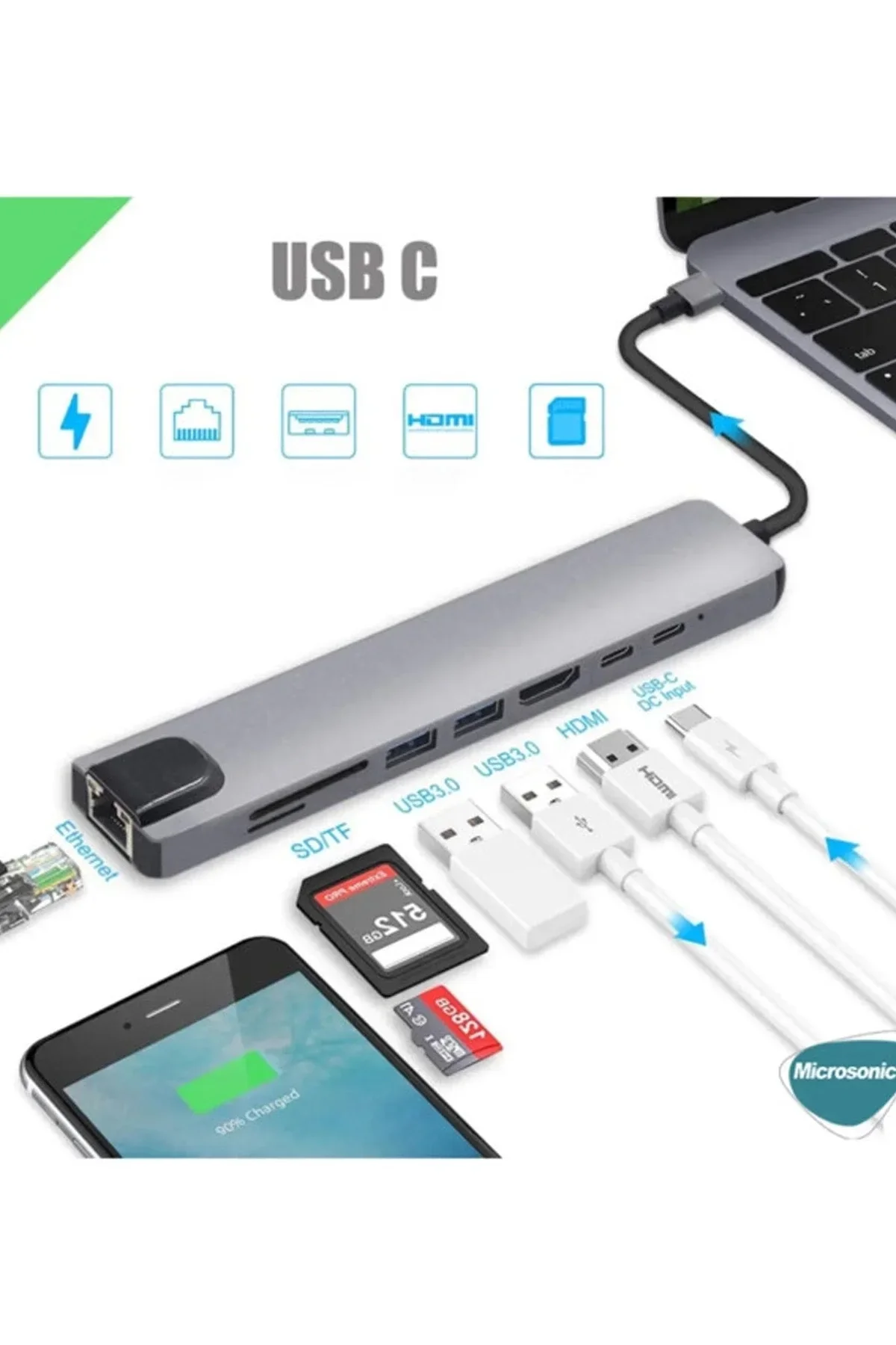 Vothoon Type-c To Hdtv Multifunction Adapter 8 Port Kablo - Just Cheap Store Görsel 3