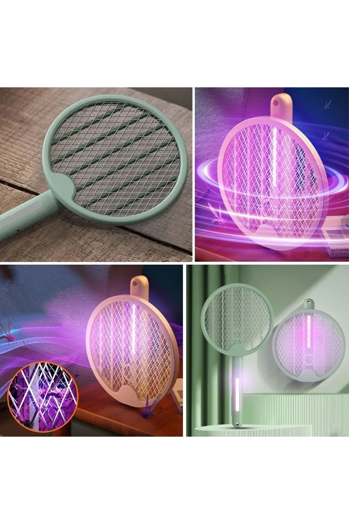 Tenis Raketi Tipi Masaüstü Olabilen Gece Lambalı Sinek Kovucu,öldürücü Raket - Just Cheap Store Görsel 5