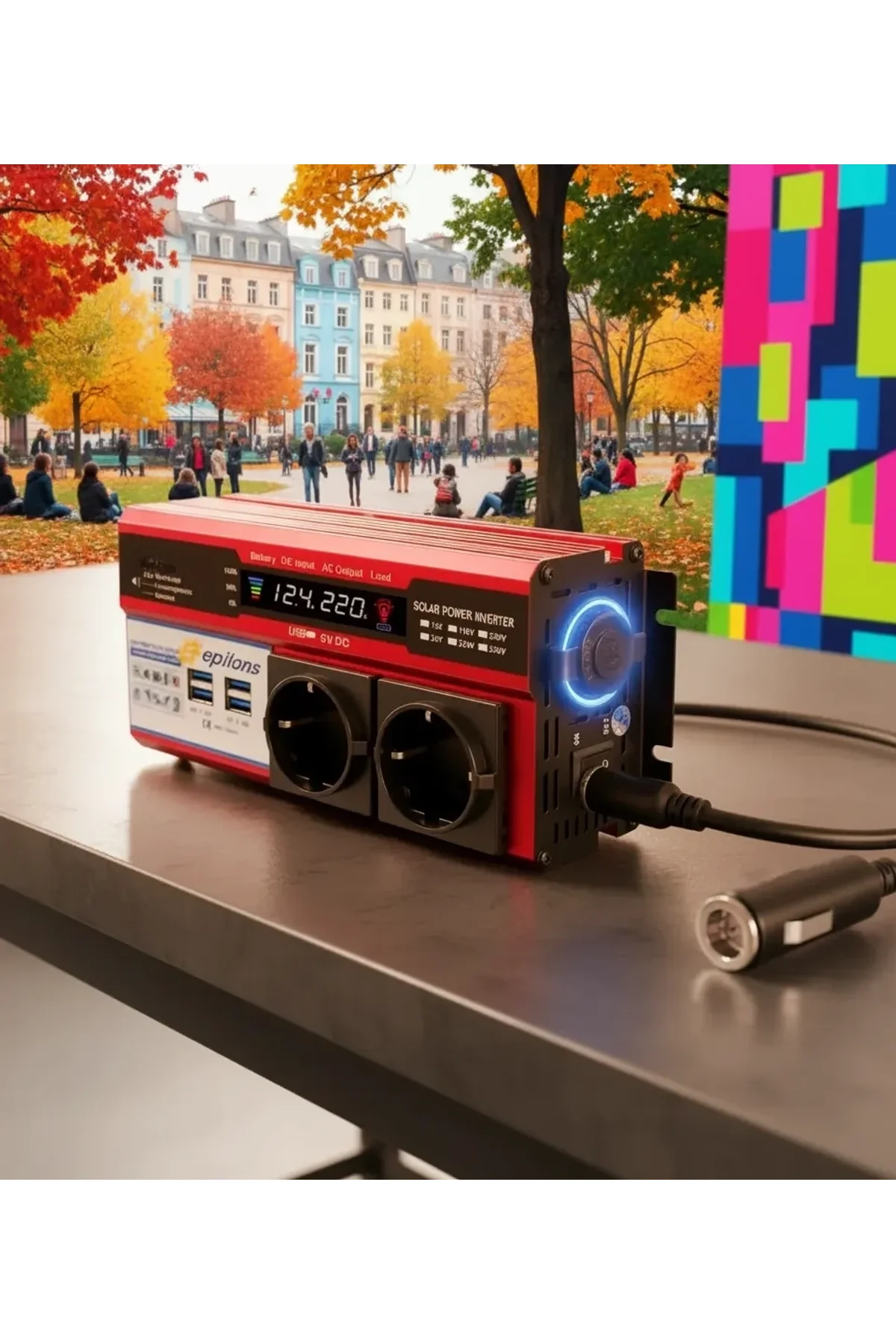 12v 2000w Modifiye Sinüs İnverter Araç Ve Güneş Enerjisi Uyumlu, Çift Usb, Çift Priz Ve Çakmaklık Ep - Just Cheap Store Görsel 4