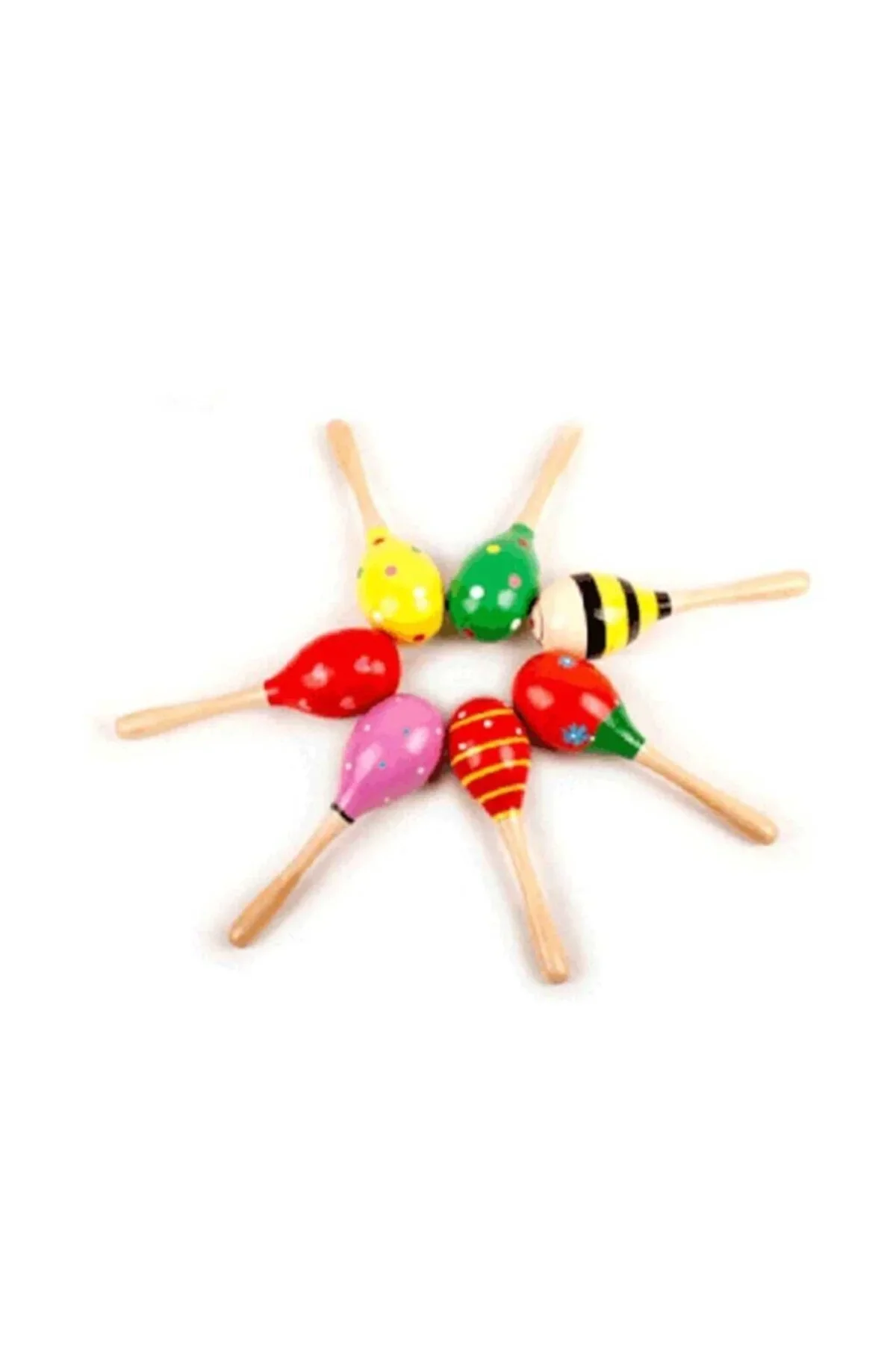 Renkli Ahşap Marakas Boncuklu Ritim Çıngırağı Çocuklar İçin Eğitici Ve Eğlenceli Müzik Aleti (4 Adet - Just Cheap Store Görsel 5