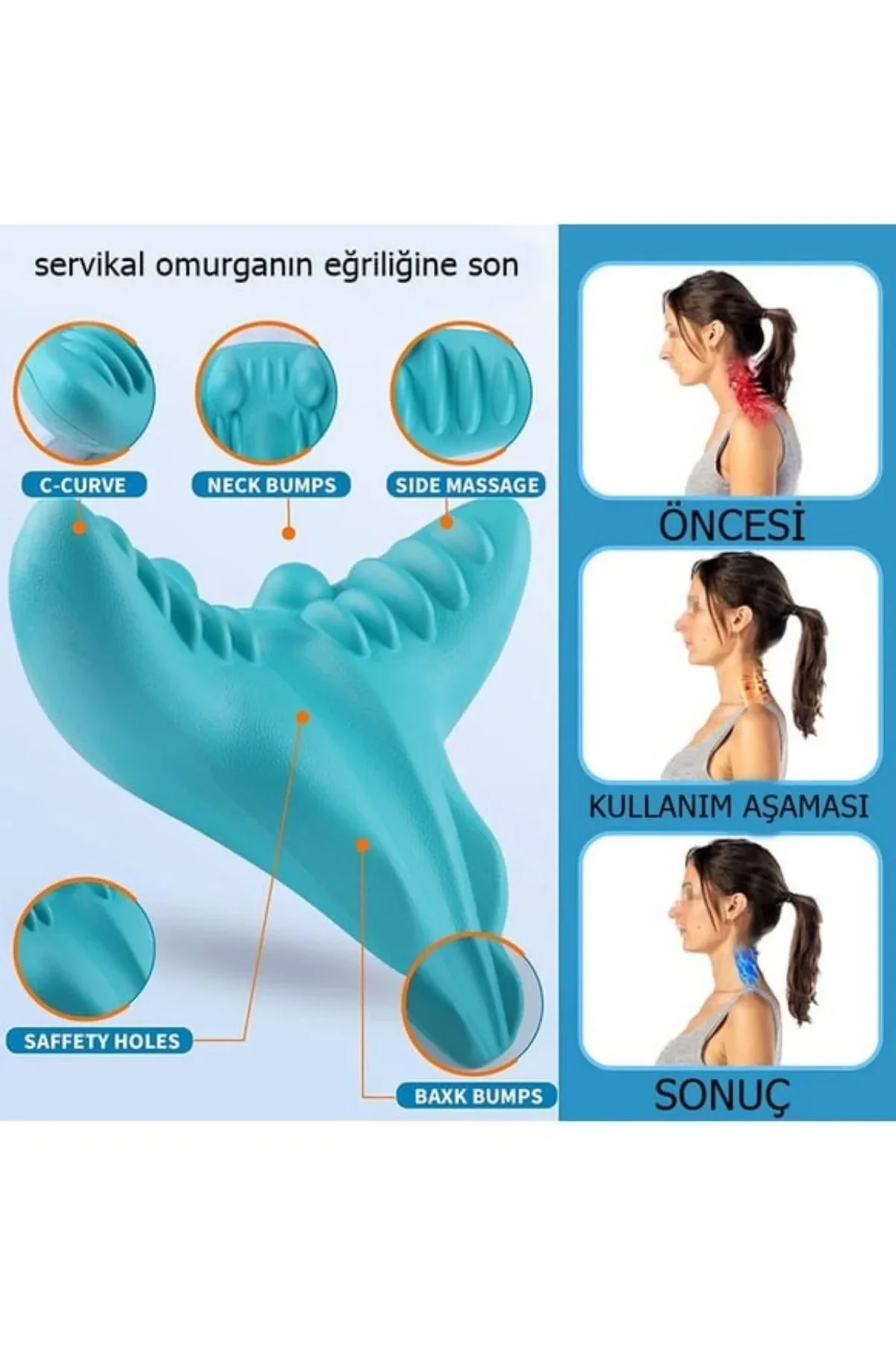 Ergonomik Boyun Masaj Yastığı – Servikal Traksiyon Destekli, Omurilik Ortopedik Yastık - Just Cheap Store Görsel 4