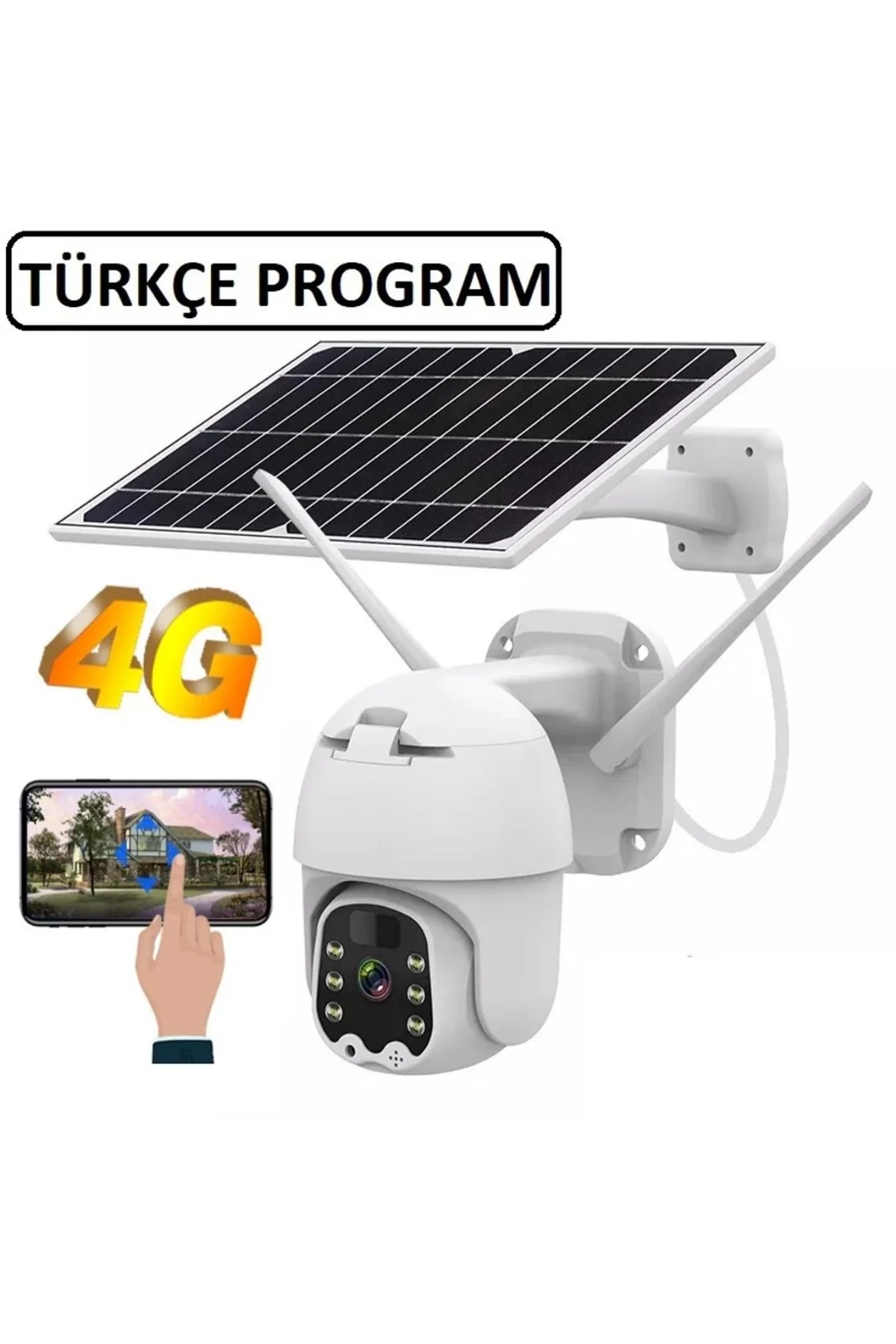 Sim Kartlı 4g Ptz 360 Hareketli Solar Güneş Enerjili 1080p Kamera Türkçe Program Son Sürüm