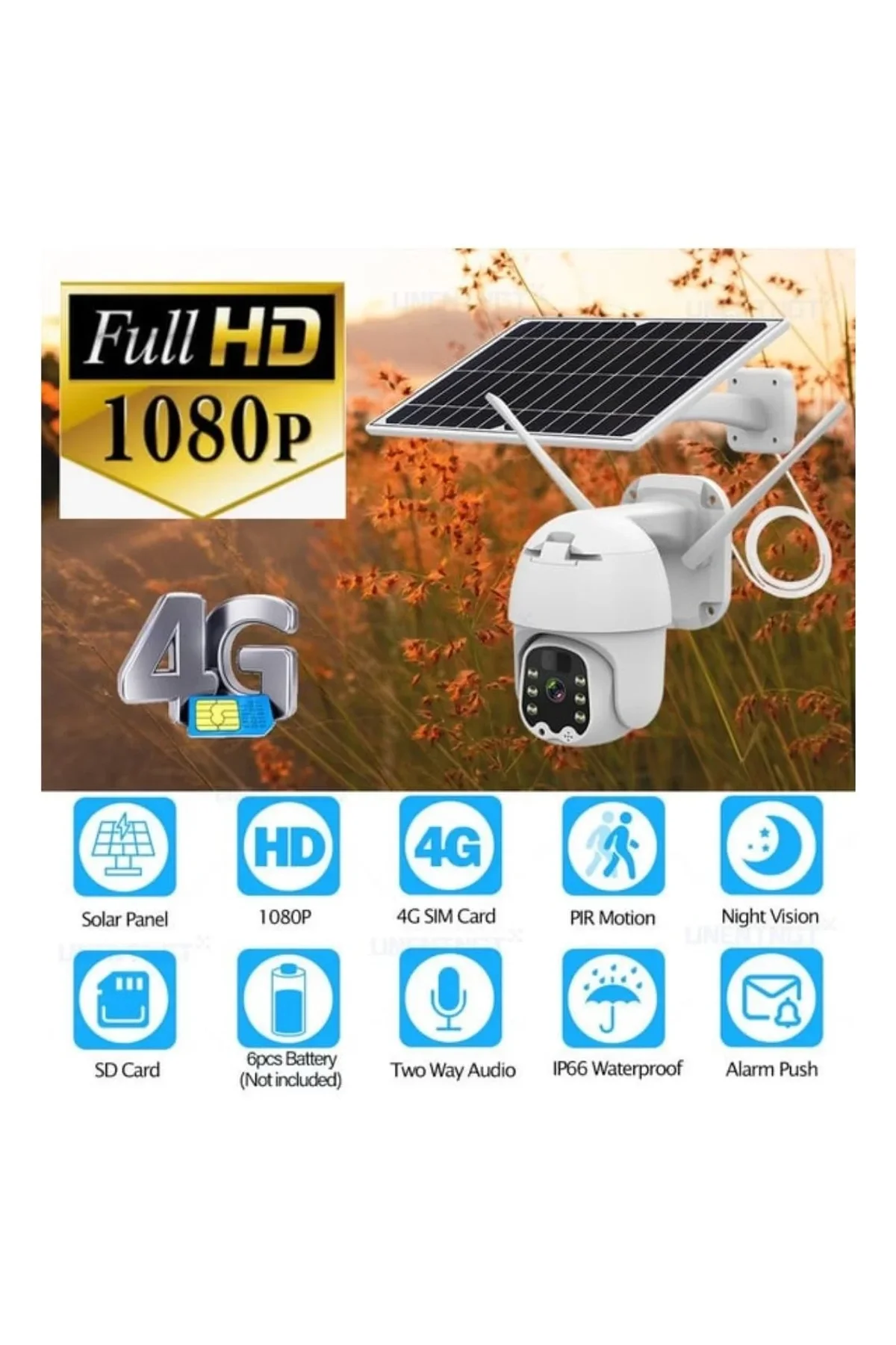 Sim Kartlı 4g Ptz 360 Hareketli Solar Güneş Enerjili 1080p Kamera Türkçe Program Son Sürüm - Just Cheap Store Görsel 4