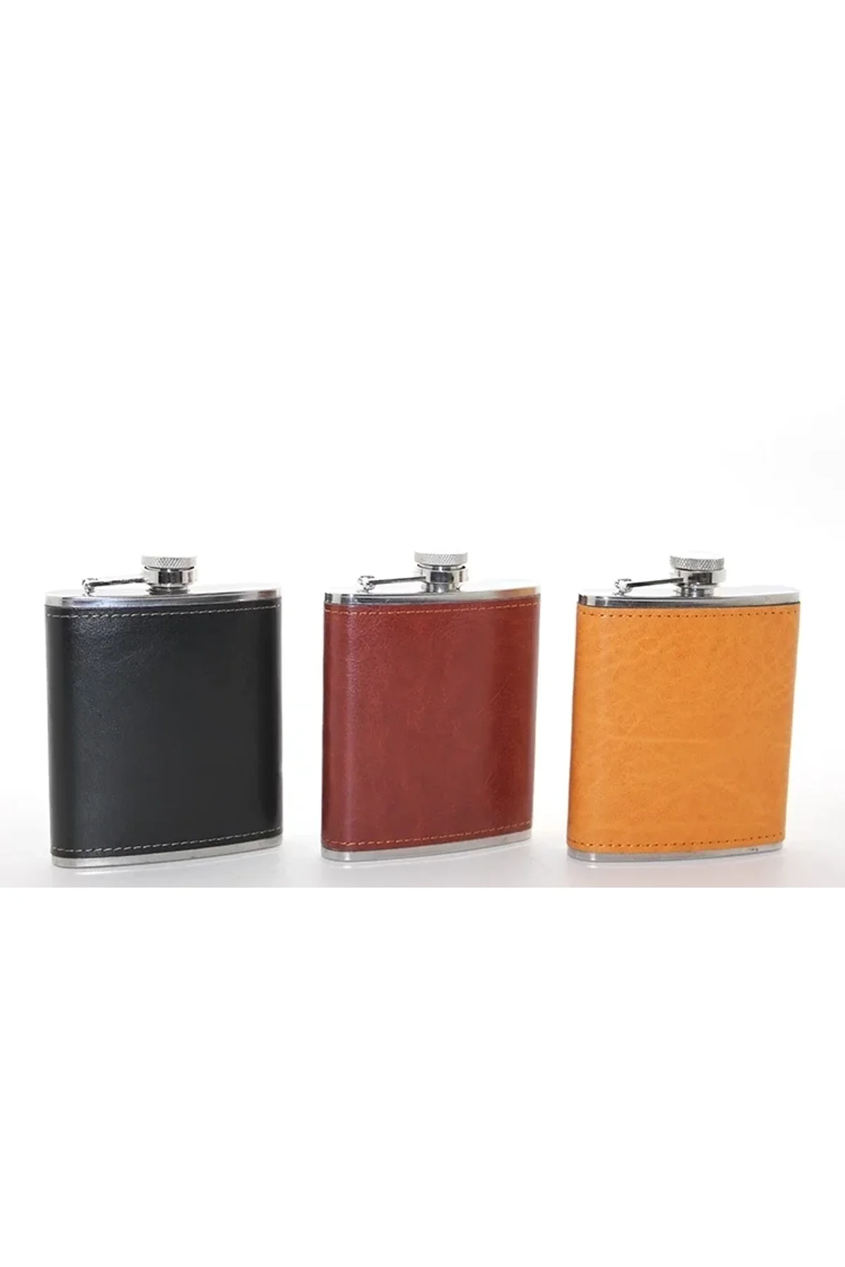 Paslanmaz Çelik Tekli 7 Oz Derili Matara Alk2660 - Just Cheap Store Görsel 2