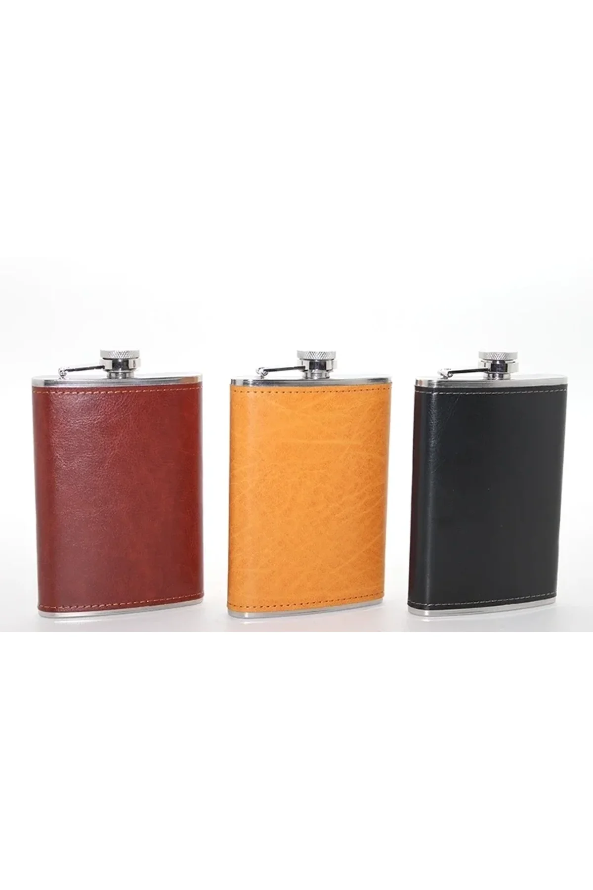 Paslanmaz Çelik Tekli 9 Oz Derili Matara Alk2662 - Just Cheap Store Görsel 2