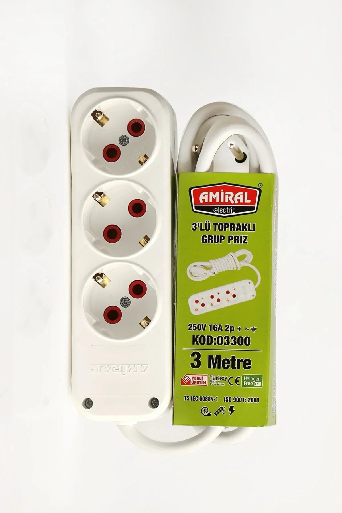 Amiral 3' Lü Topraklı 3 Metre Kablolu Grup Priz - Just Cheap Store Görsel 2