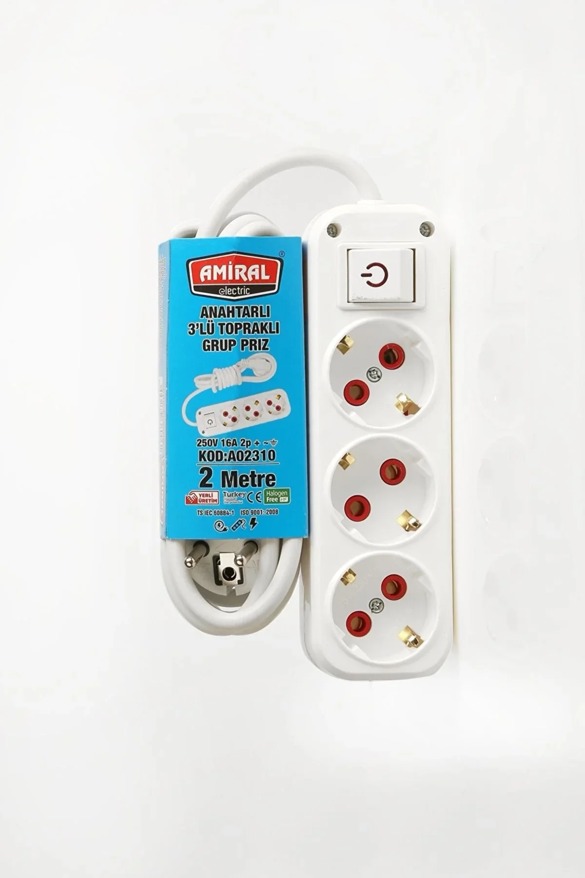 Amiral 3' Lü Topraklı Anahtarlı 2 Metre Kablolu Grup Priz - Just Cheap Store Görsel 2