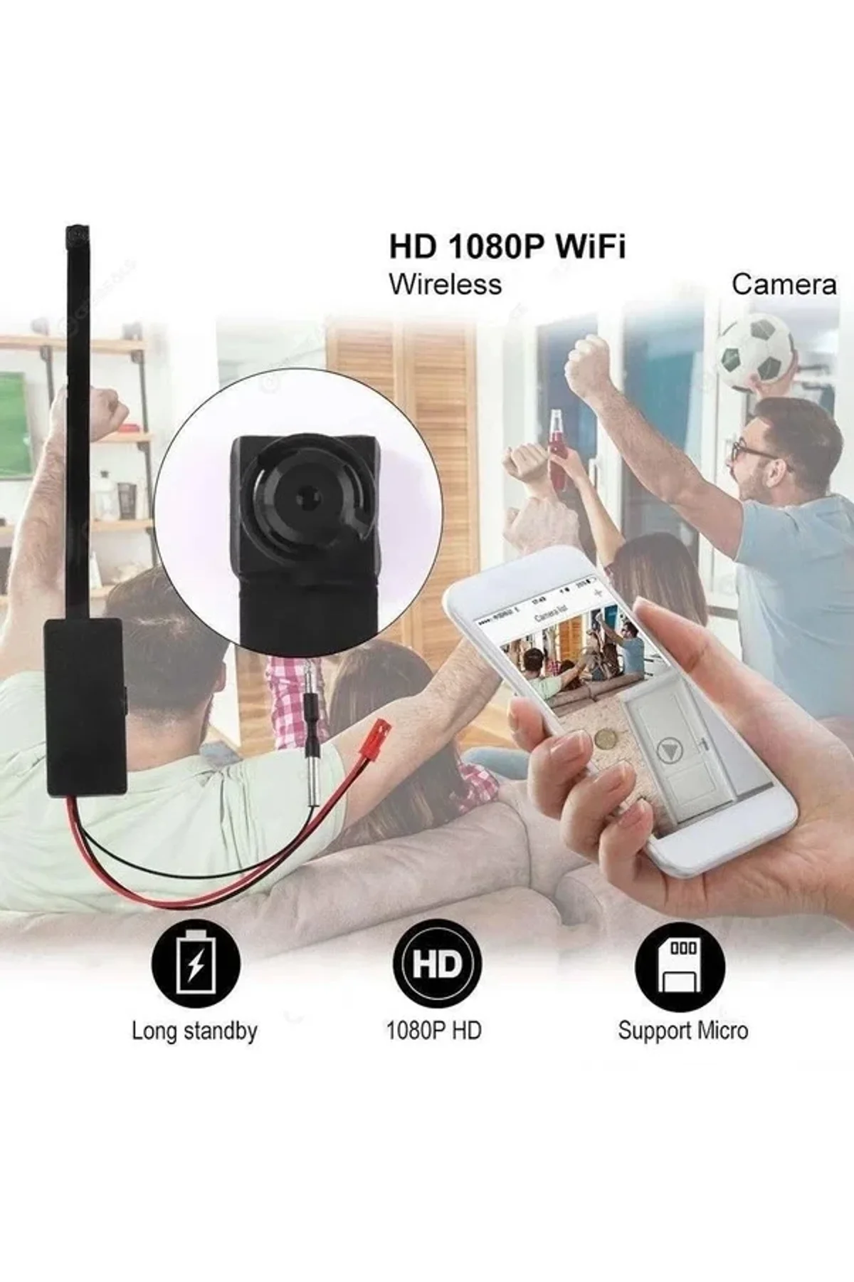 1080p Ip Modül Full Hd Wifi Kamera Güvenlik Bakıcı Kamerası - Just Cheap Store Görsel 5