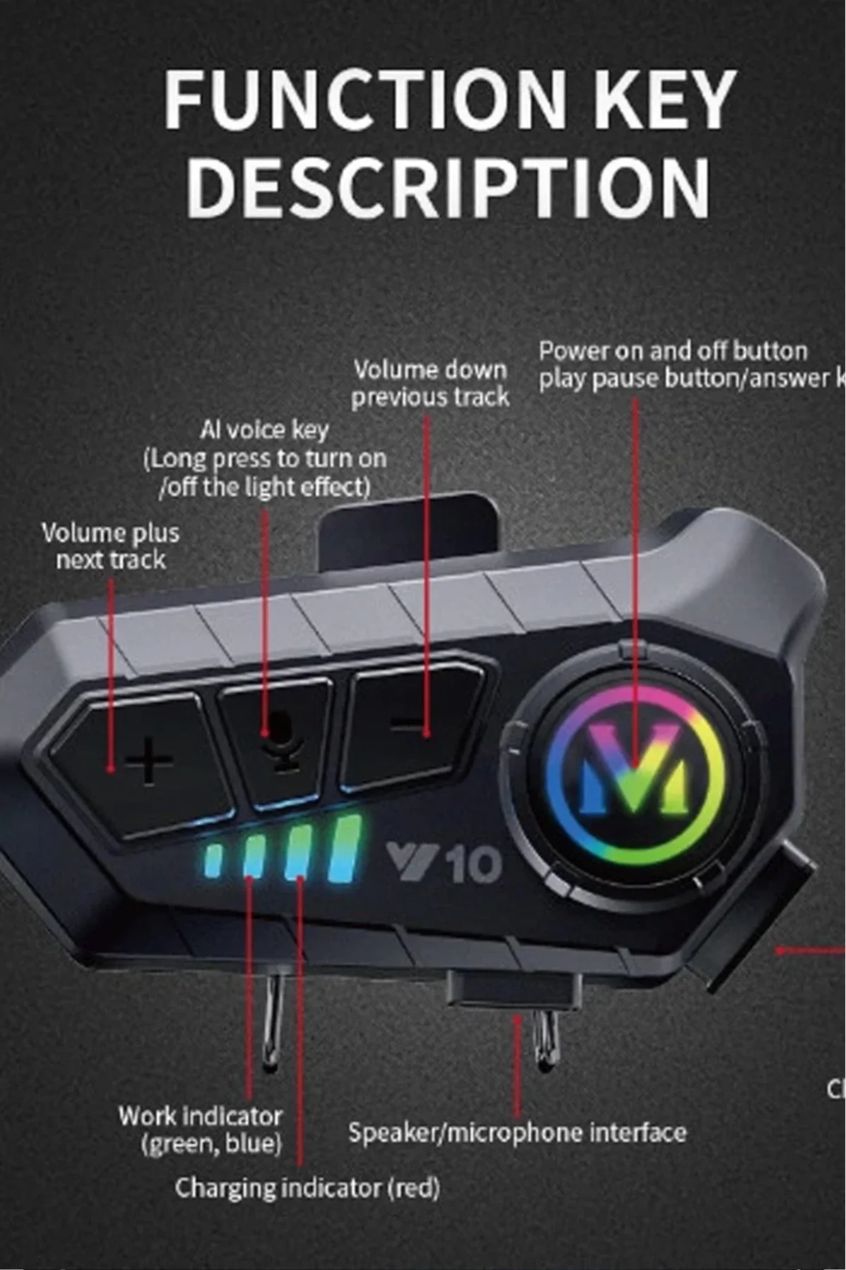 Y10 Kask Kulaklık Bluetooth Motosiklet Kulaklık 5,3 Bluetooth Intercom Motorsiklet Kulaklık - Just Cheap Store Görsel 4