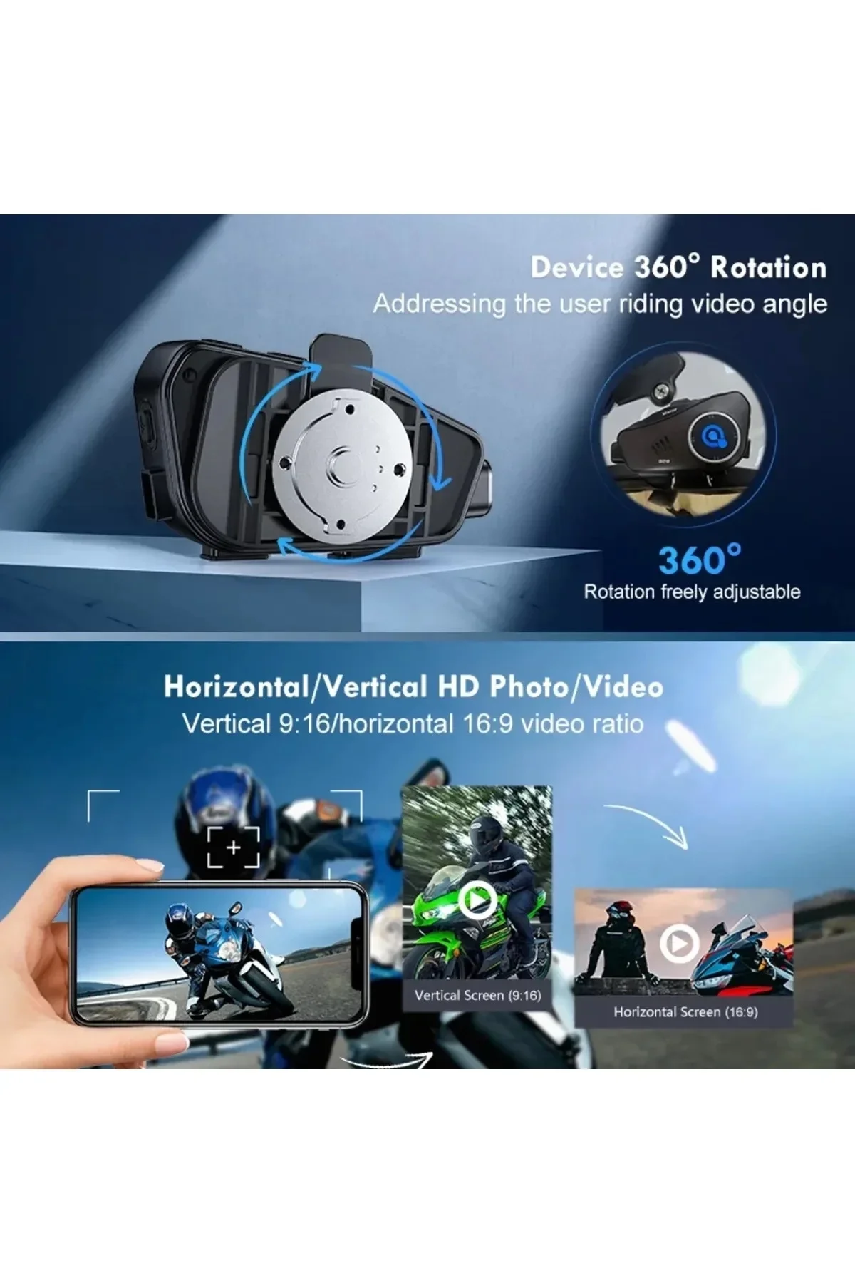 Q28 Motosiklet Kask Bluetooth Kulaklık 1080p Kamera Interkom Kulaklık Su Geçirmez Intercom - Just Cheap Store Görsel 3