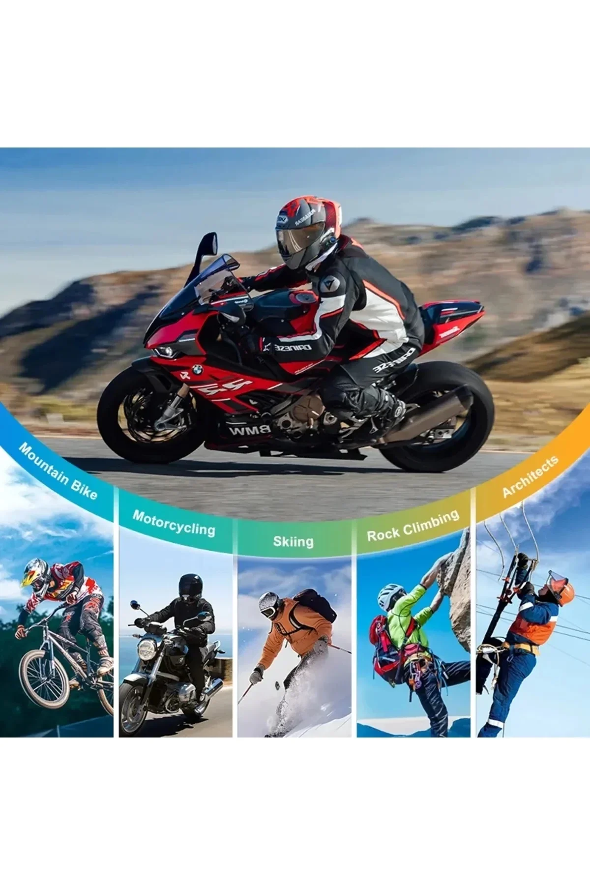 Q28 Motosiklet Kask Bluetooth Kulaklık 1080p Kamera Interkom Kulaklık Su Geçirmez Intercom - Just Cheap Store Görsel 4