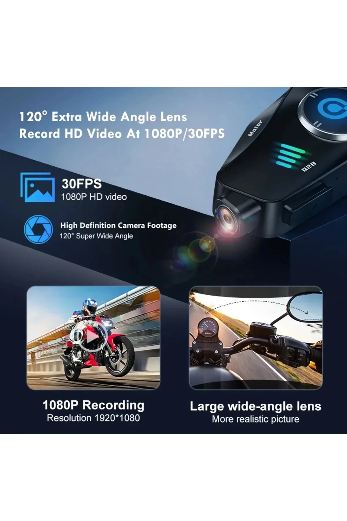 Q28 Motosiklet Kask Bluetooth Kulaklık 1080p Kamera Interkom Kulaklık Su Geçirmez Intercom - Just Cheap Store Görsel 5