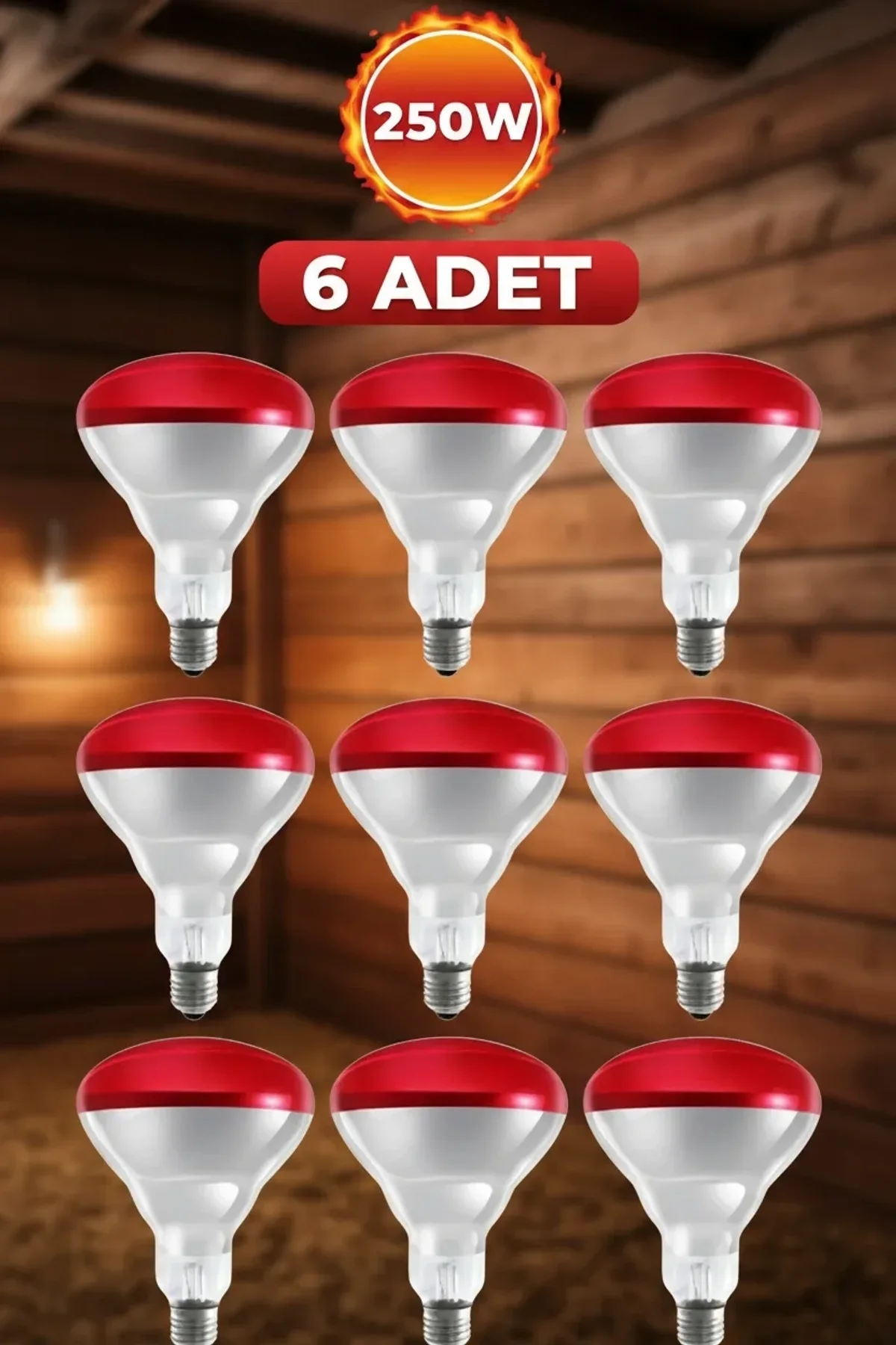 (6 Adet) 250w Kızılötesi Isıtıcılı Hayvan Isıtma Ve Kuluçka Lambası (kırmızı Işık) E27 (kalın Duy) - Just Cheap Store Görsel 2