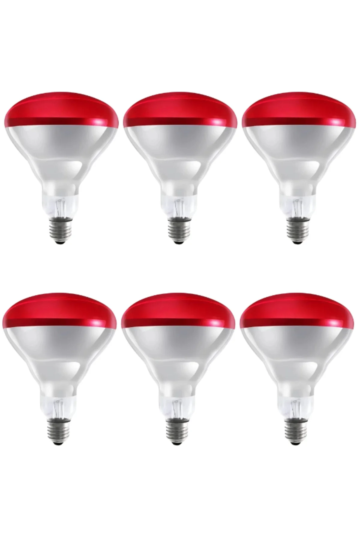 (6 Adet) 250w Kızılötesi Isıtıcılı Hayvan Isıtma Ve Kuluçka Lambası (kırmızı Işık) E27 (kalın Duy)