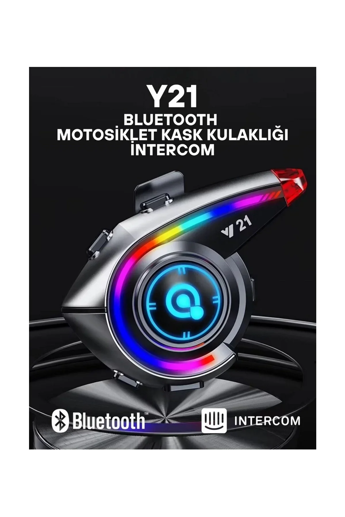 Y21 Rgb Işık Efektli Intercom Bluetooth Motosiklet Kask Kulaklığı Intercom Kulaklık - Just Cheap Store Görsel 2