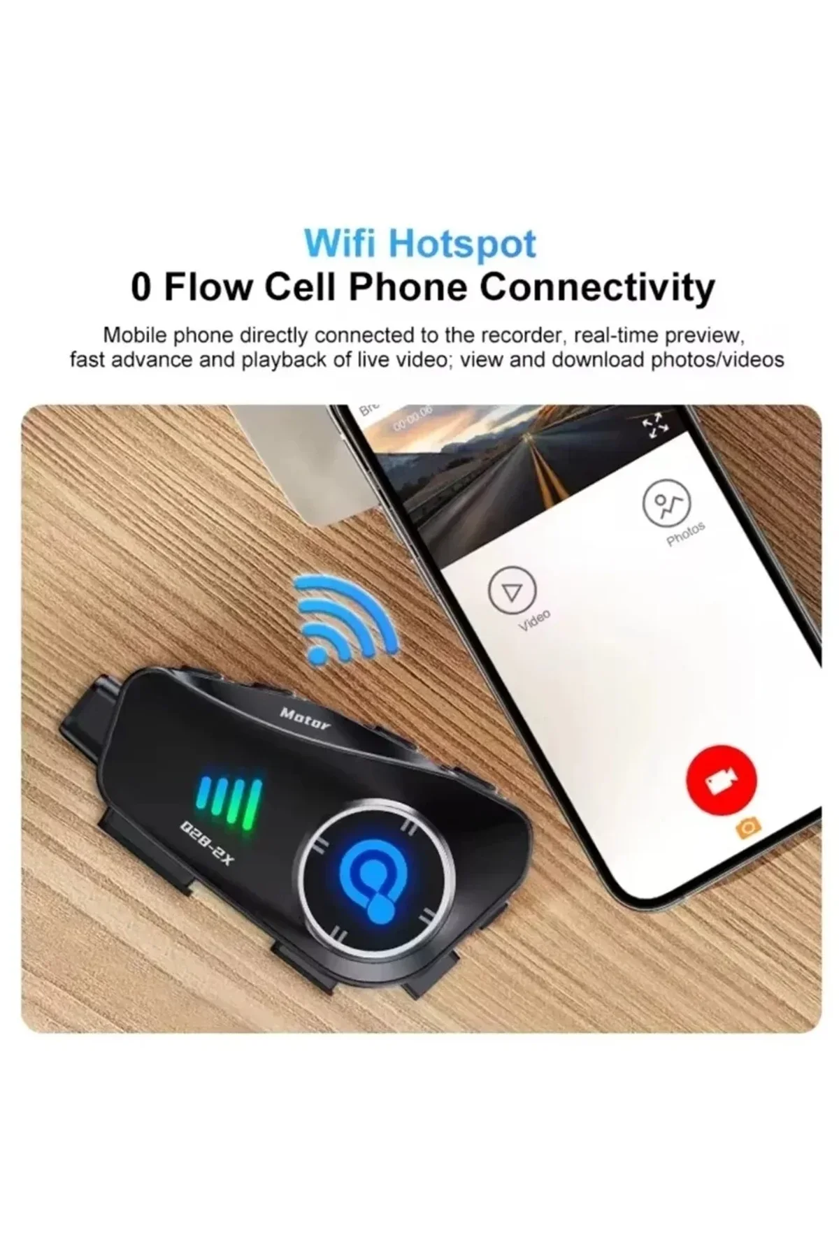 Q28 2x 2 Eşleşmeli Motosiklet Kask Bluetooth Kulaklık 1080p Kamera Su Geçirmez Intercom - Just Cheap Store Görsel 5